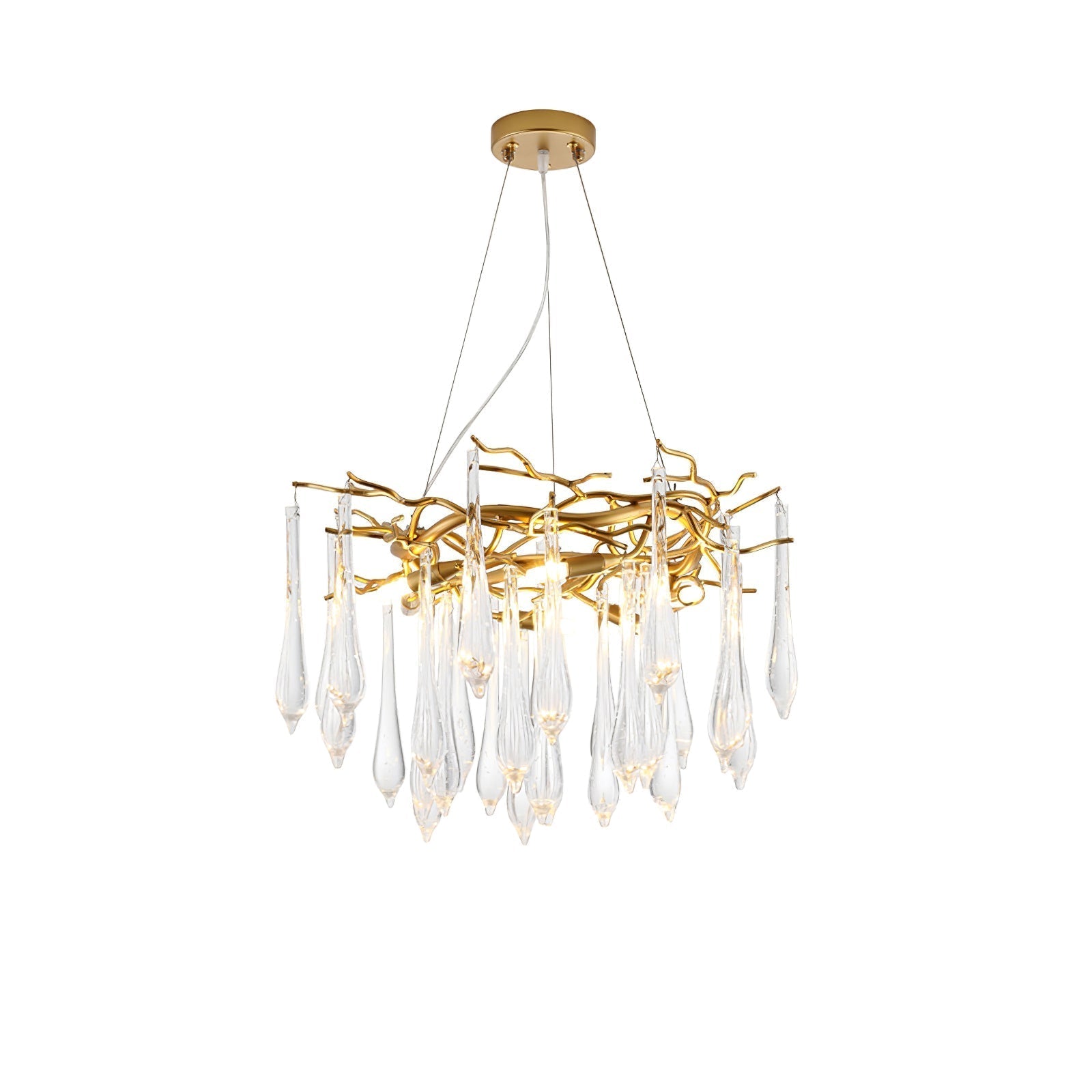Simsia Teardrop Round Crystal Chandelier 23.6" 33.5" 41.3" 49"D