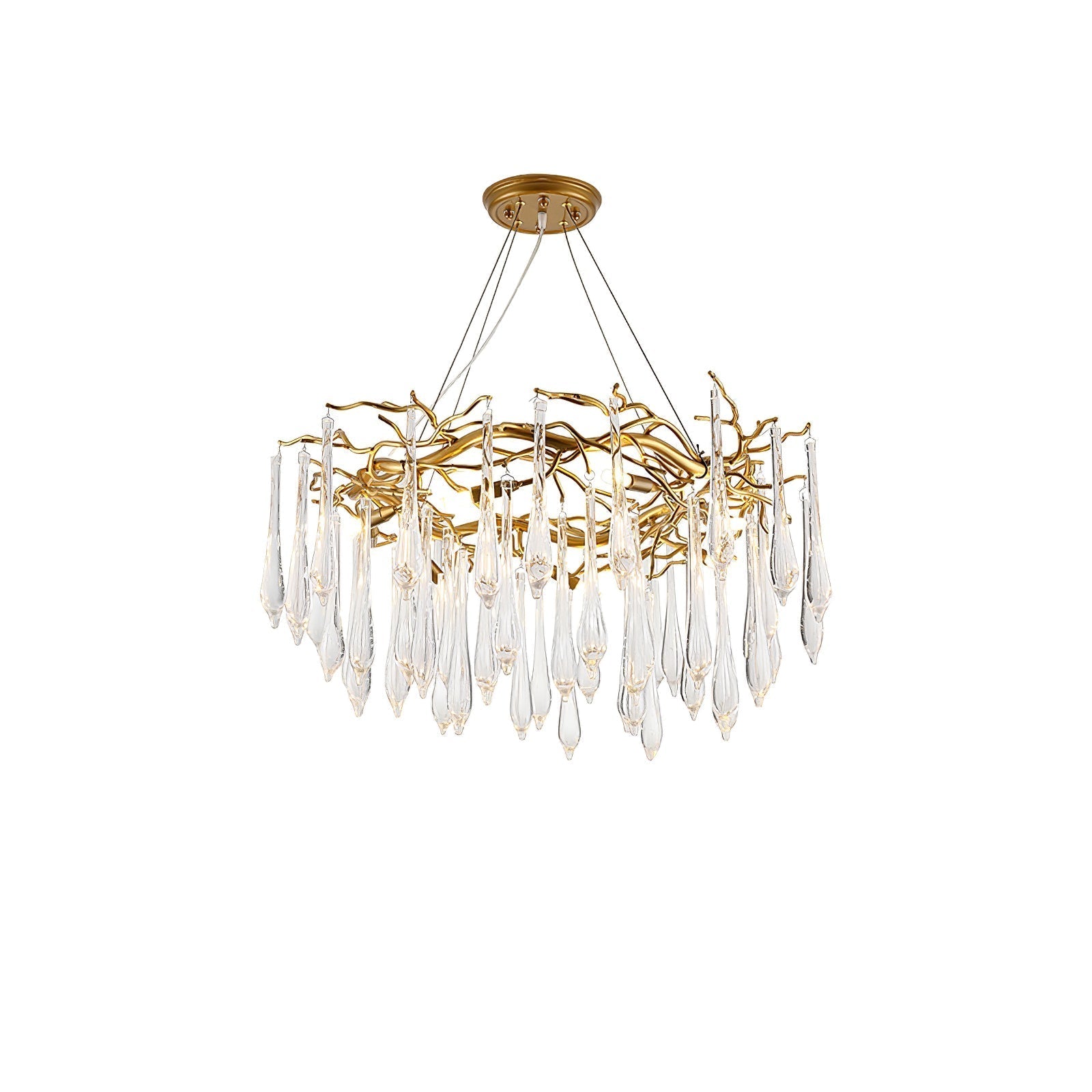 Simsia Teardrop Round Crystal Chandelier 23.6" 33.5" 41.3" 49"D