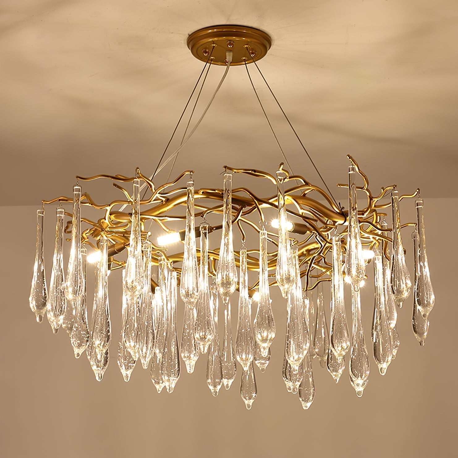 Simsia Teardrop Round Crystal Chandelier 23.6" 33.5" 41.3" 49"D