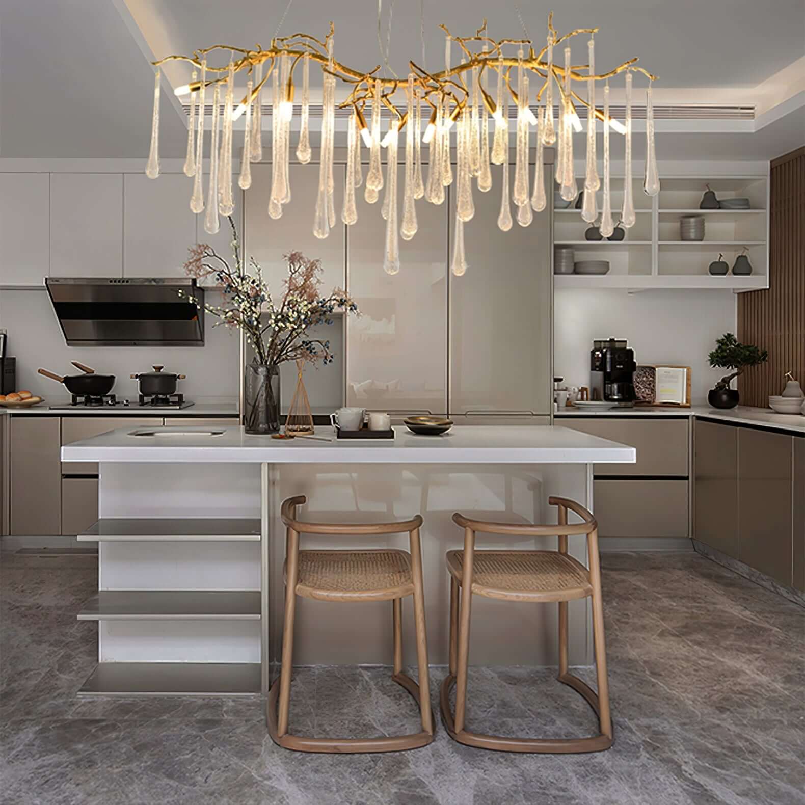 Aqua Makrama Chandeliers 33.5" 41" 49" 59" 71"L