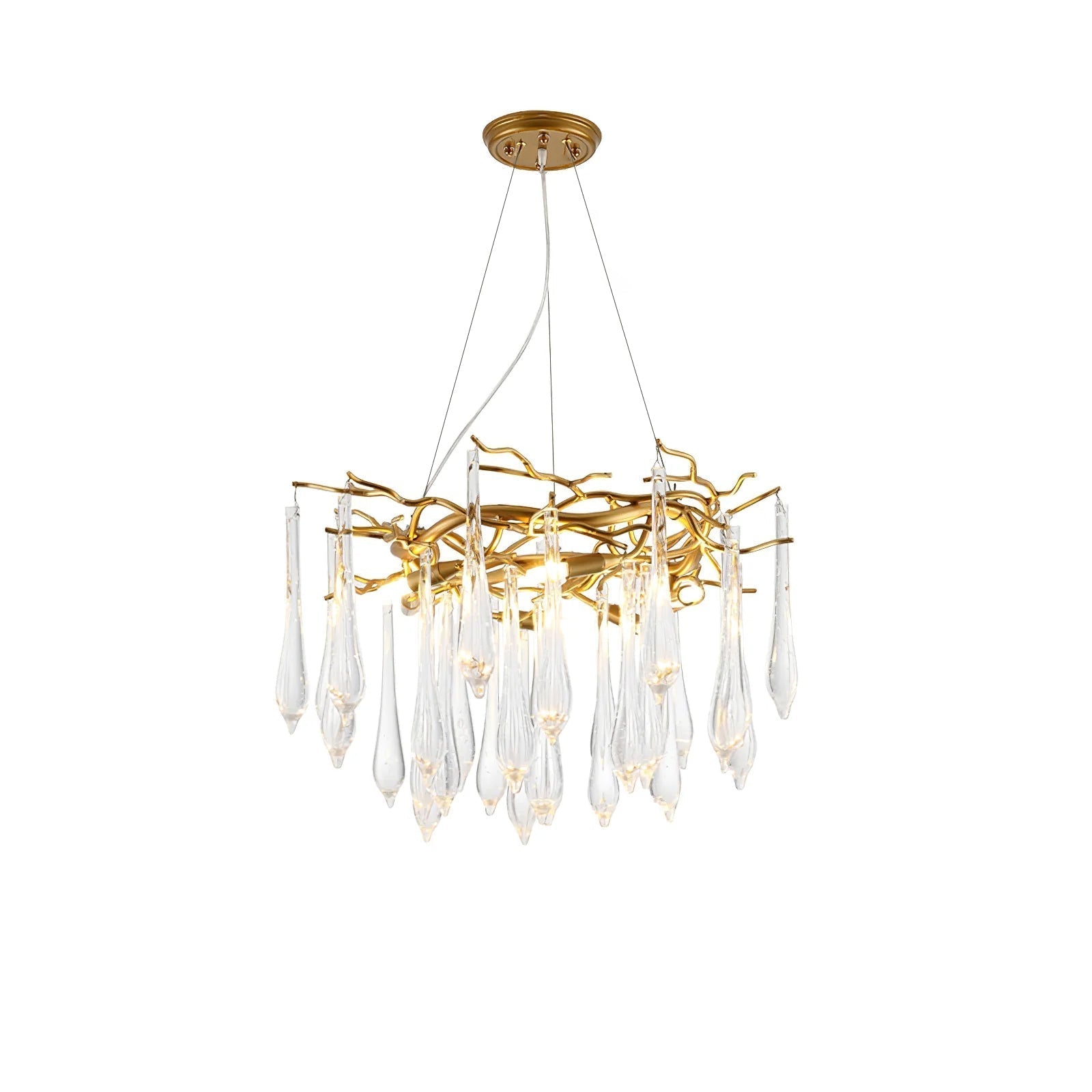 Simsia Teardrop Round Crystal Chandelier 23.6" 33.5" 41.3" 49"D