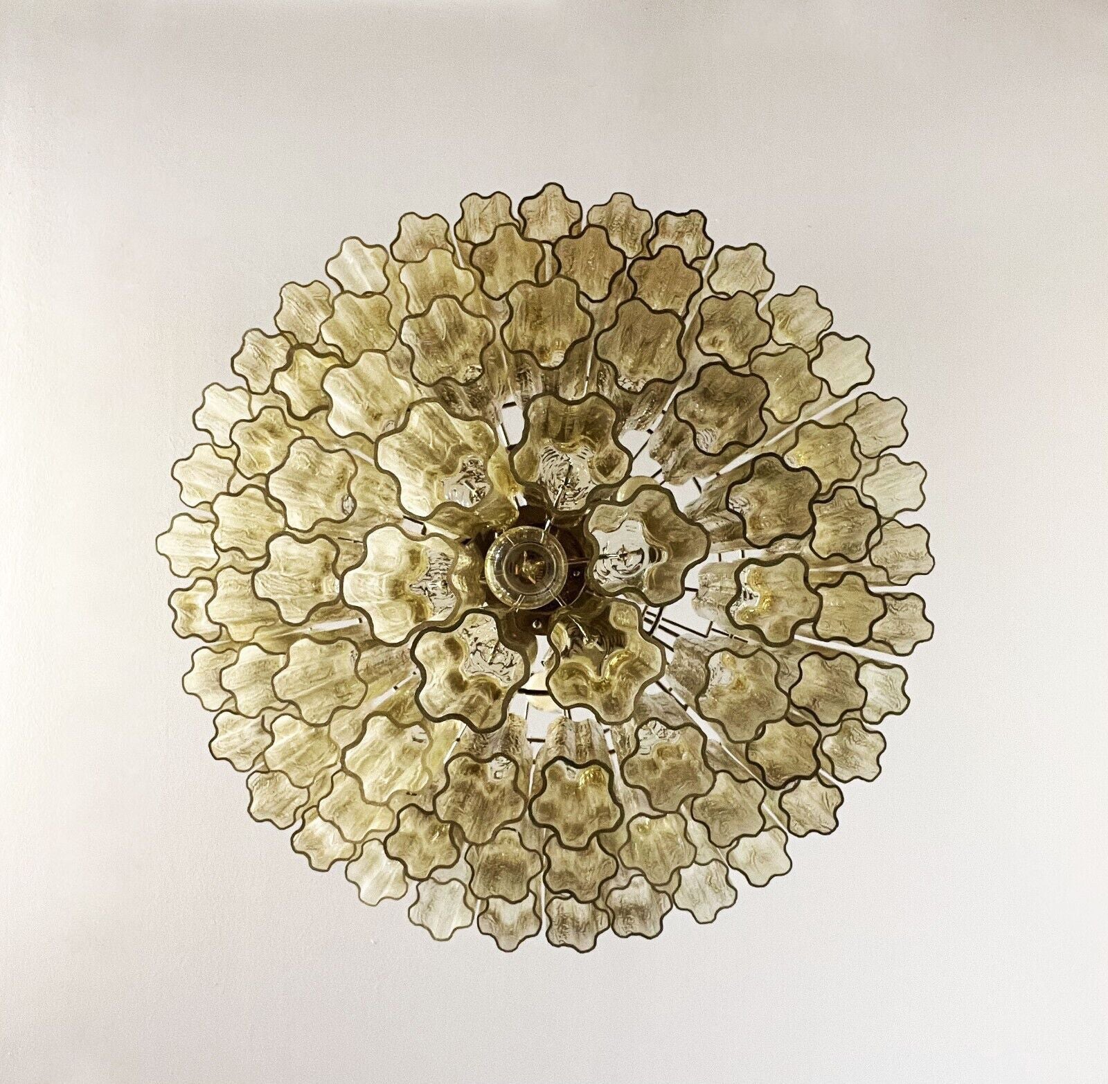 Vintage Murano Amber Glass Chandelier 33.5"