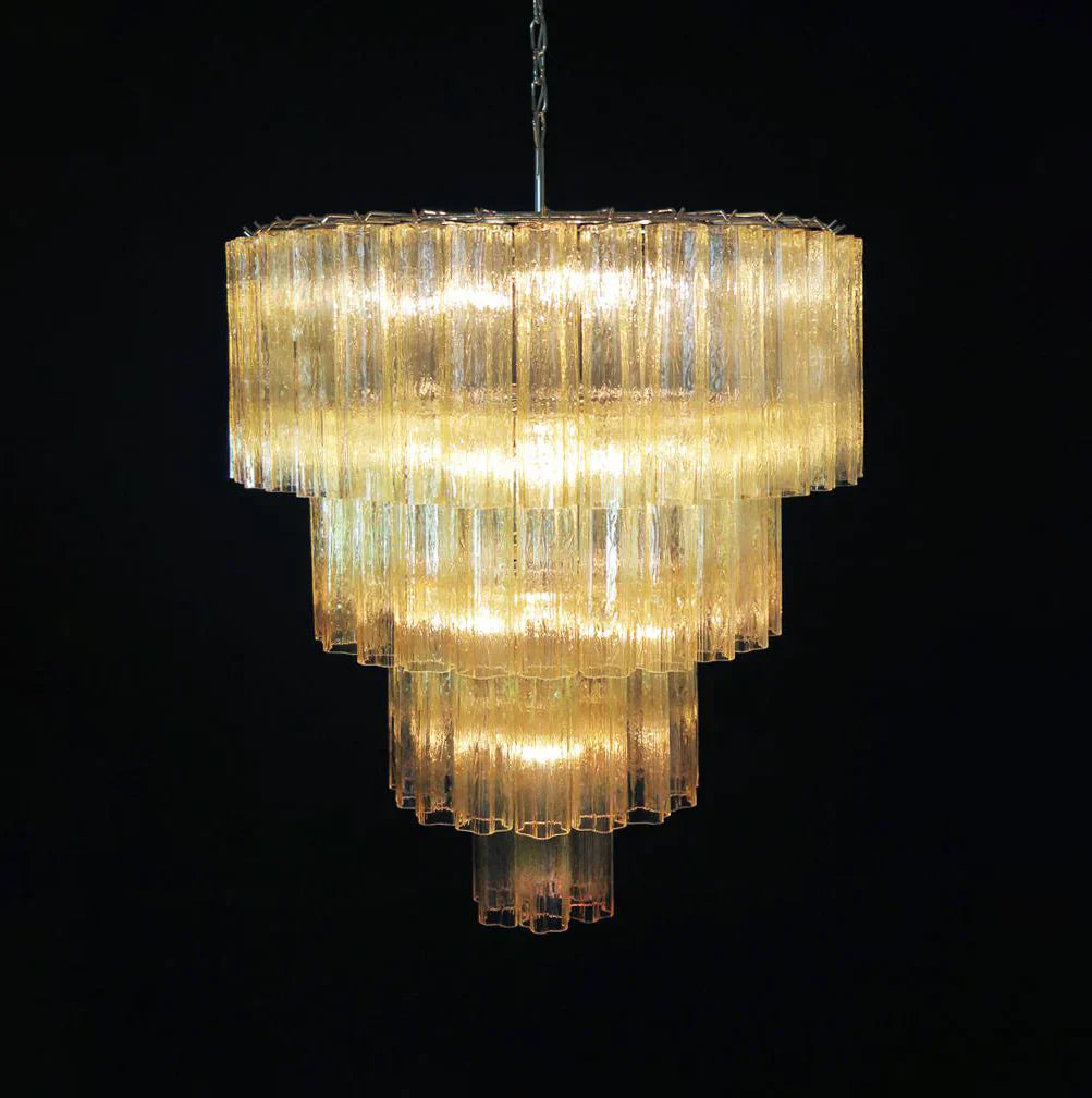 Vintage Murano Amber Glass Chandelier 33.5"
