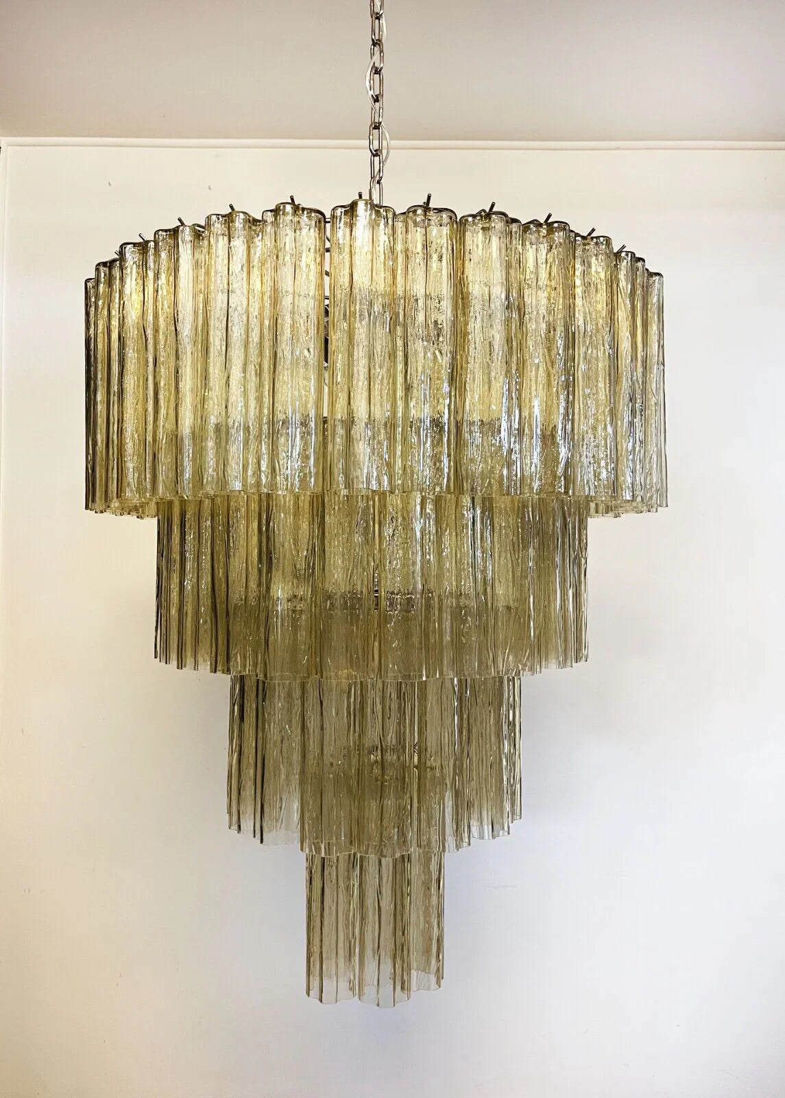 Vintage Murano Amber Glass Chandelier 33.5"