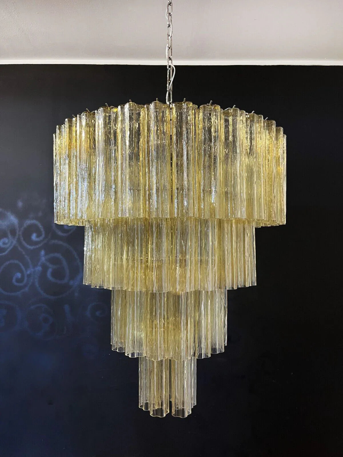 Vintage Murano Amber Glass Chandelier 33.5"