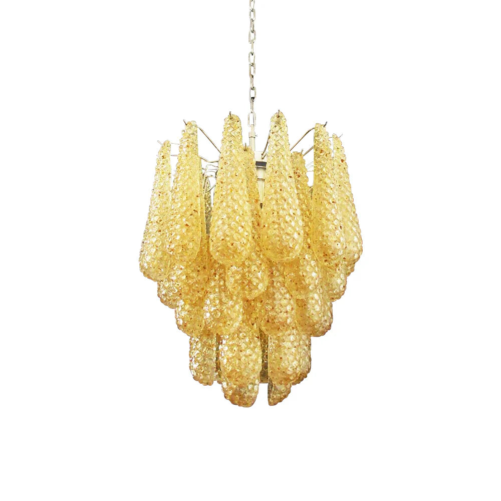 Vintage Murano Amber Glass Petals Chandelier 21.3"