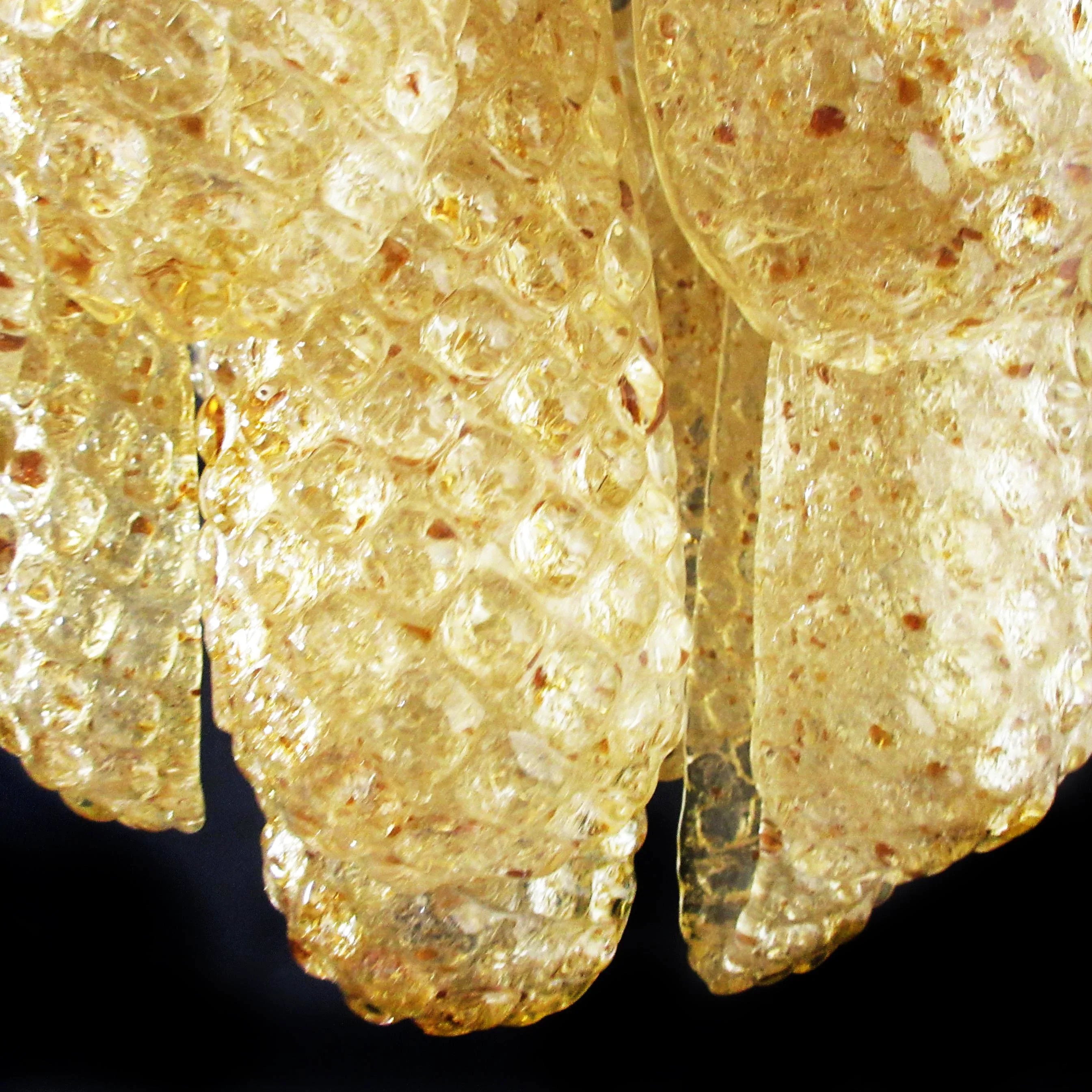 Vintage Murano Amber Glass Petals Chandelier 21.3"