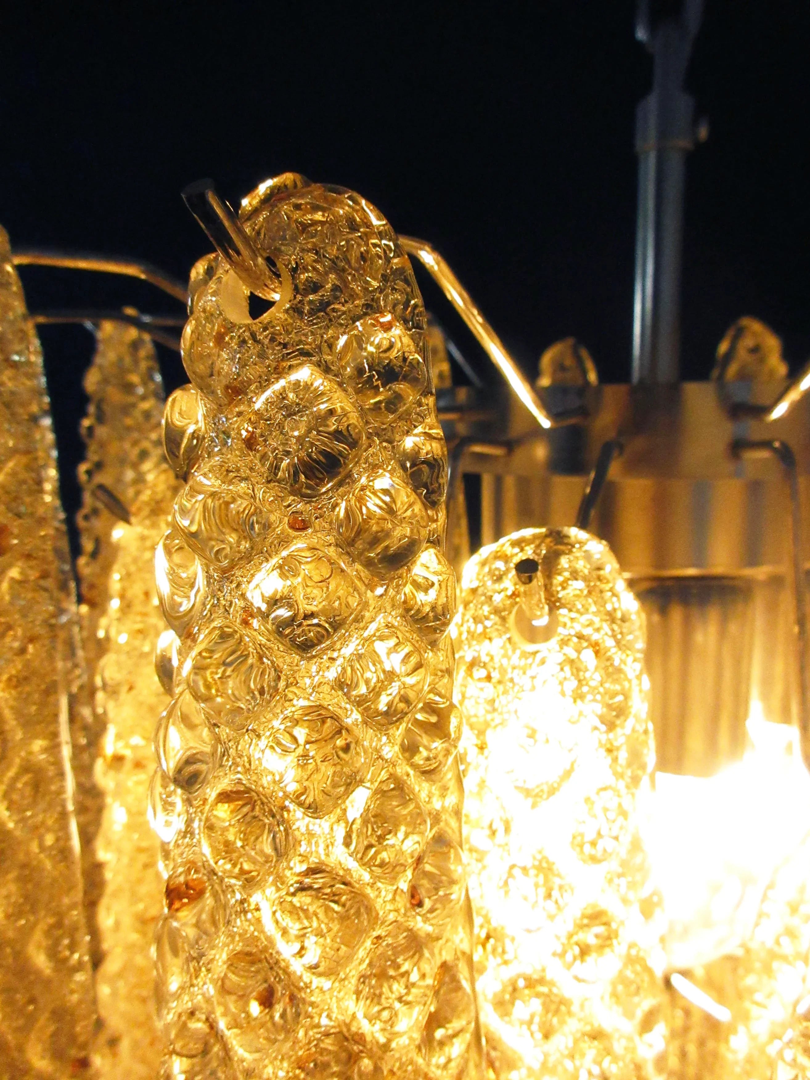 Vintage Murano Amber Glass Petals Chandelier 21.3"