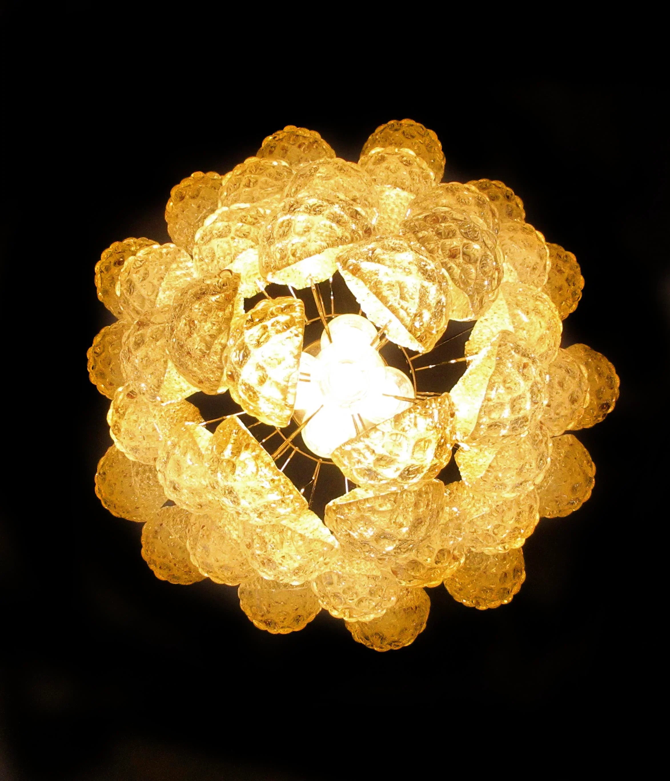 Vintage Murano Amber Glass Petals Chandelier 21.3"