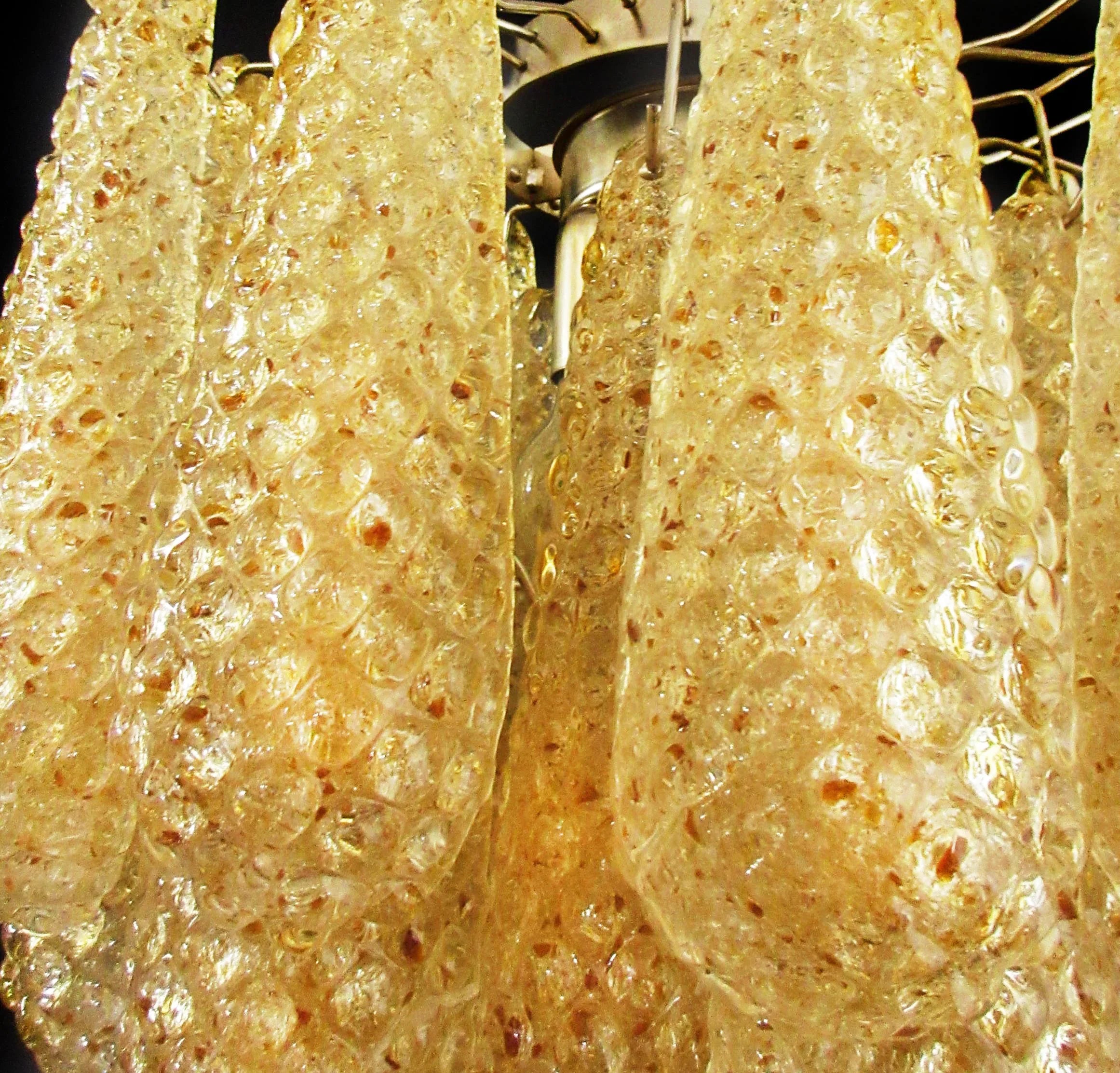 Vintage Murano Amber Glass Petals Chandelier 21.3"