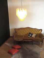 Vintage Murano Amber Glass Petals Chandelier 21.3"