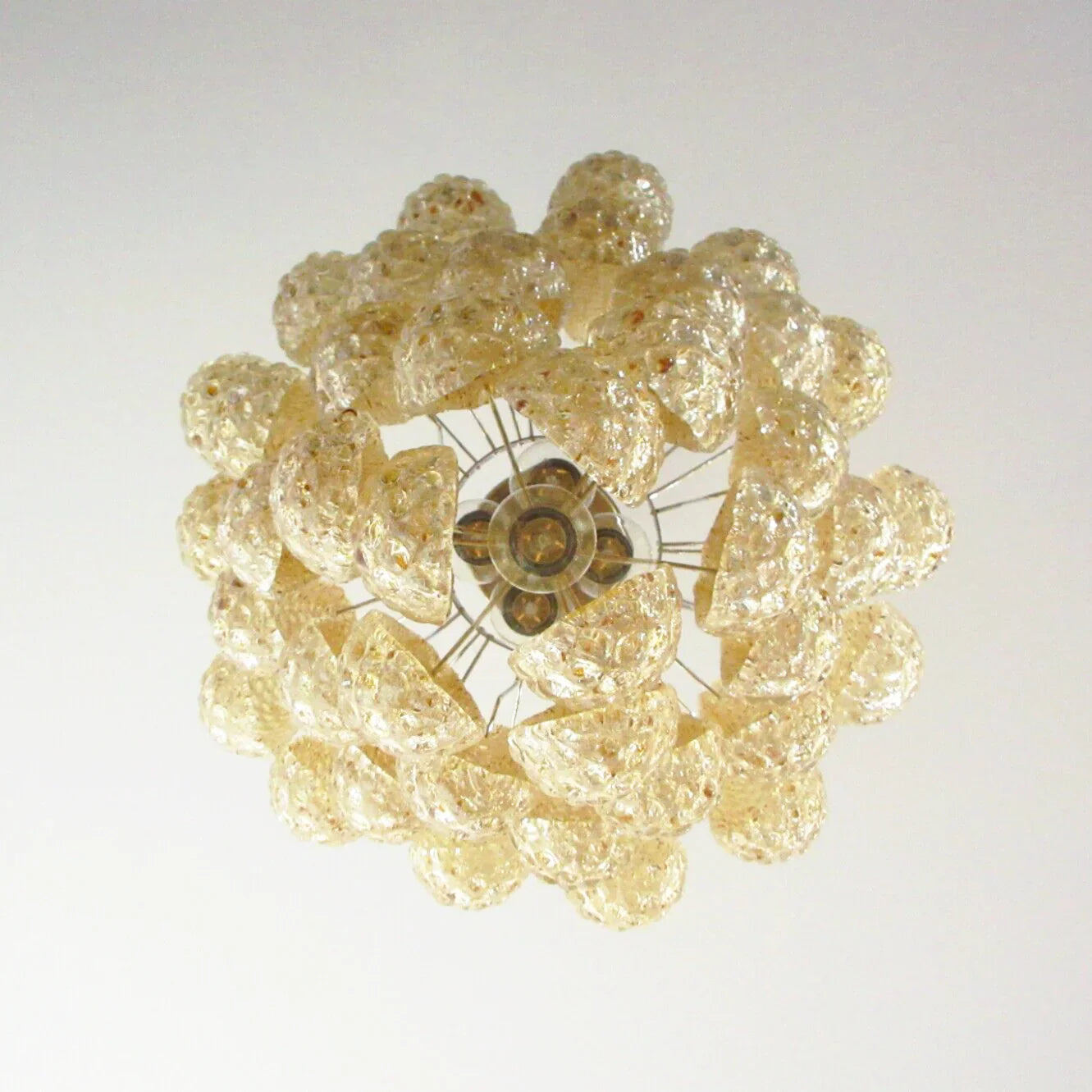 Vintage Murano Amber Glass Petals Chandelier 21.3"