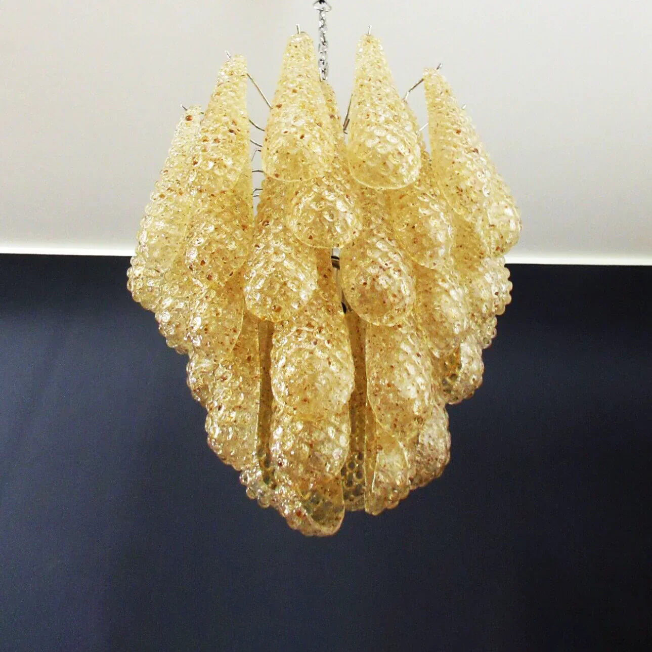 Vintage Murano Amber Glass Petals Chandelier 21.3"