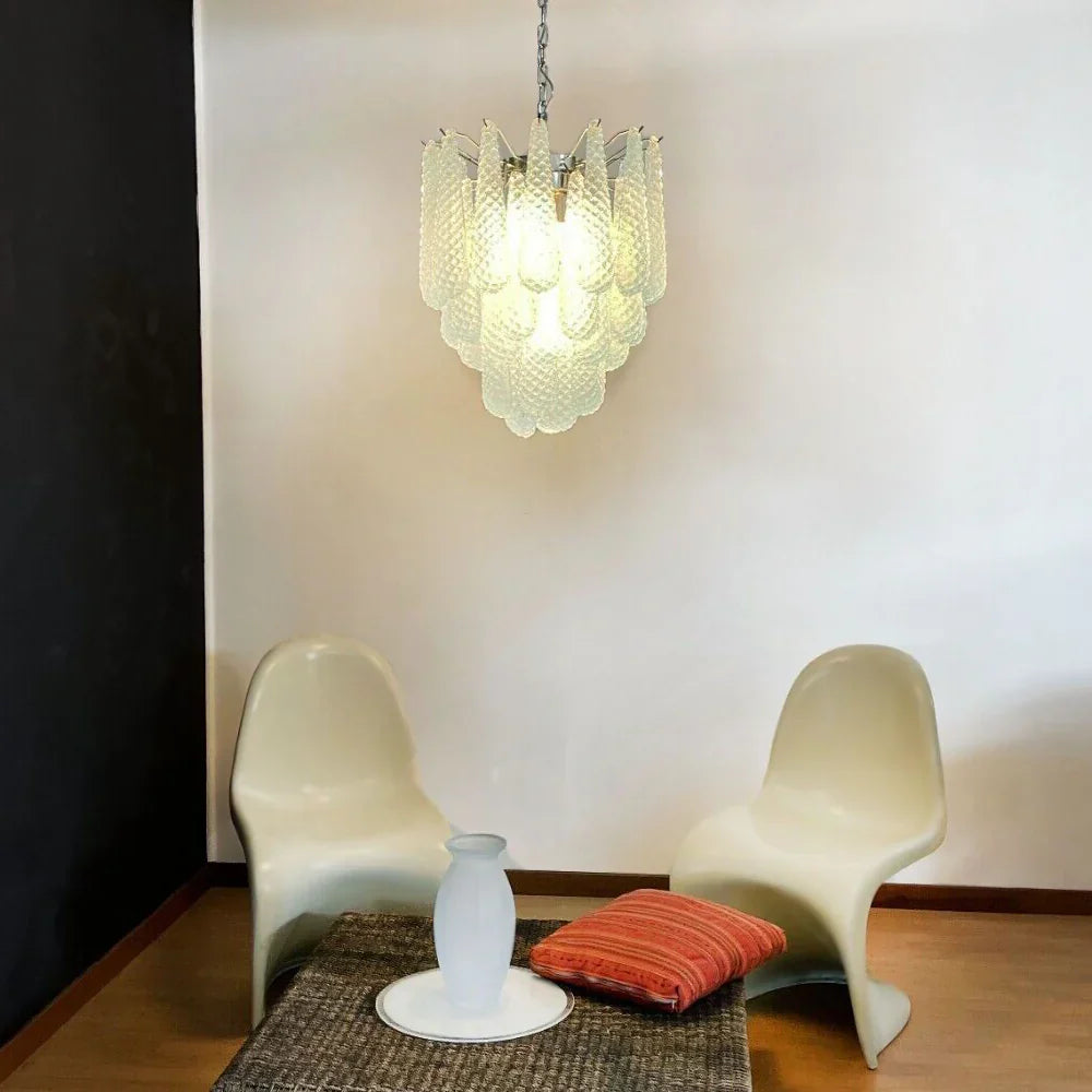 Vintage Murano Blue Glass Petals Chandelier 21.3"