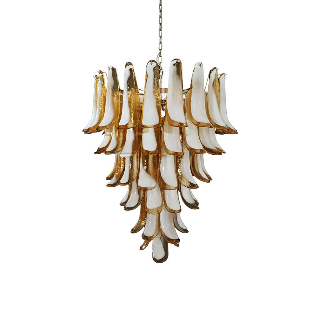 Vintage Murano Caramel Glass Petals Chandelier 31.5"
