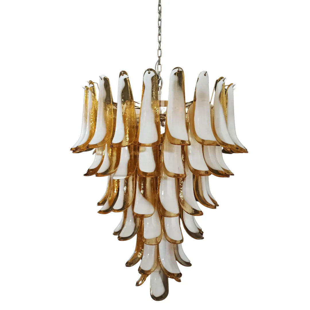 Vintage Murano Caramel Glass Petals Chandelier 31.5"