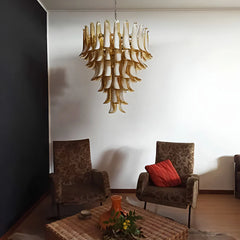 Vintage Murano Caramel Glass Petals Chandelier 31.5"