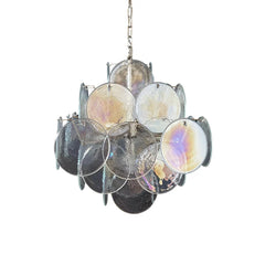Vintage Murano Iridescent Disks Chandelier 19.7"