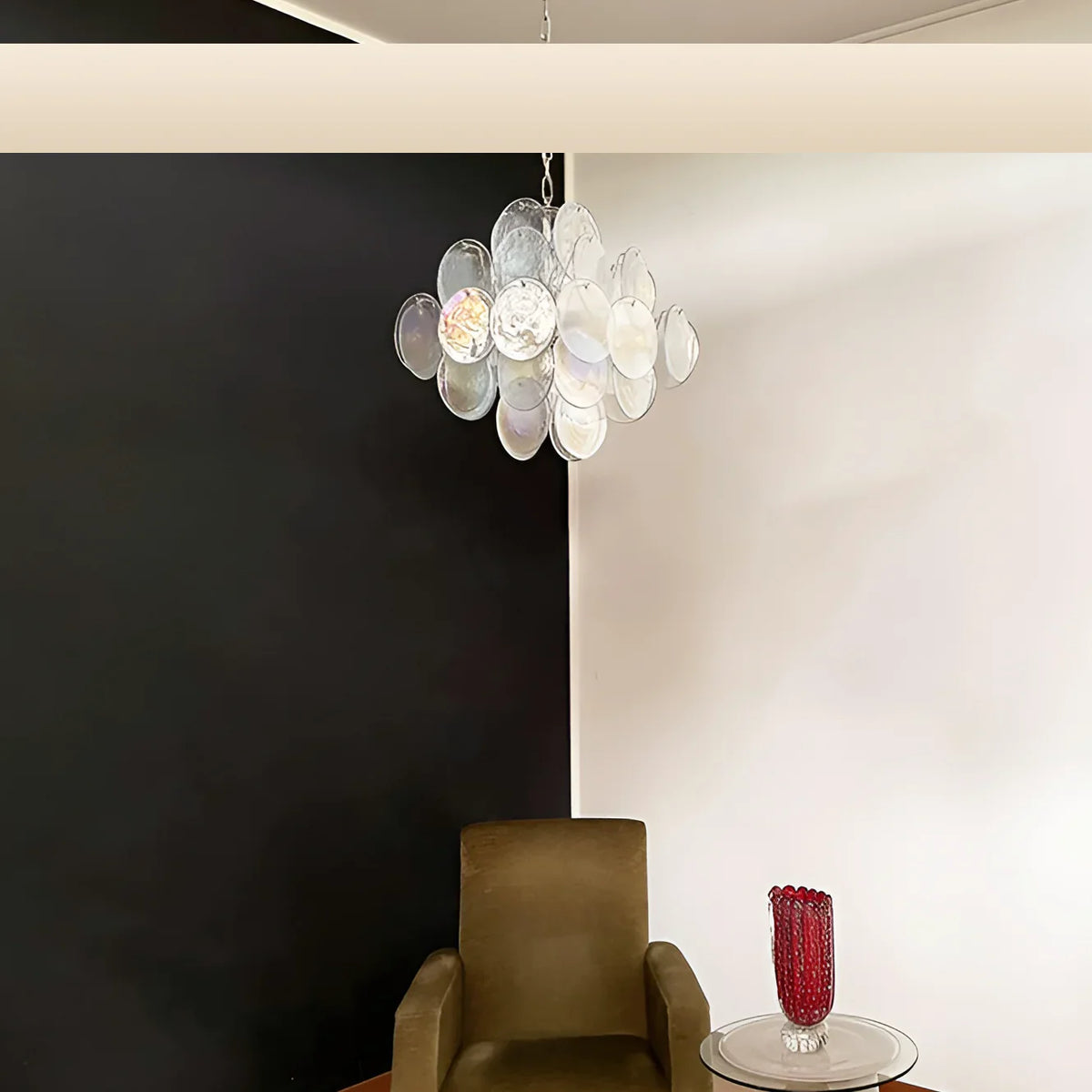 Vintage Murano Iridescent Disks Chandelier 19.7"