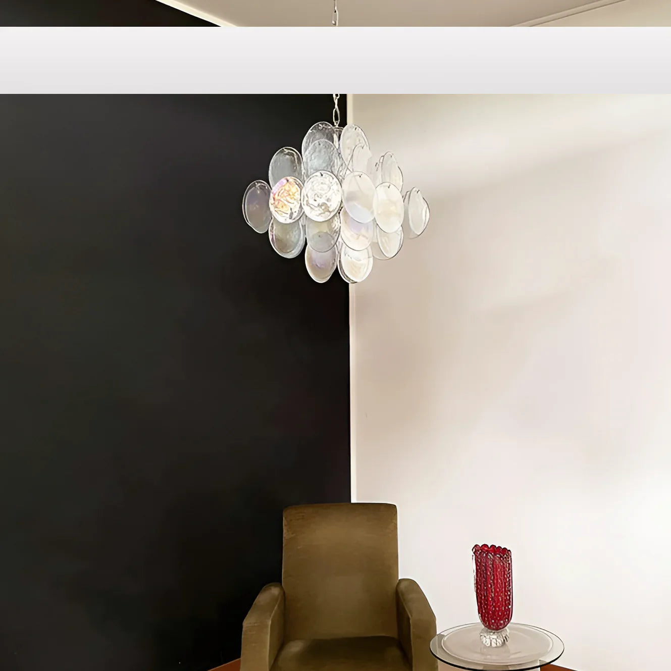 Vintage Murano Iridescent Disks Chandelier 19.7"