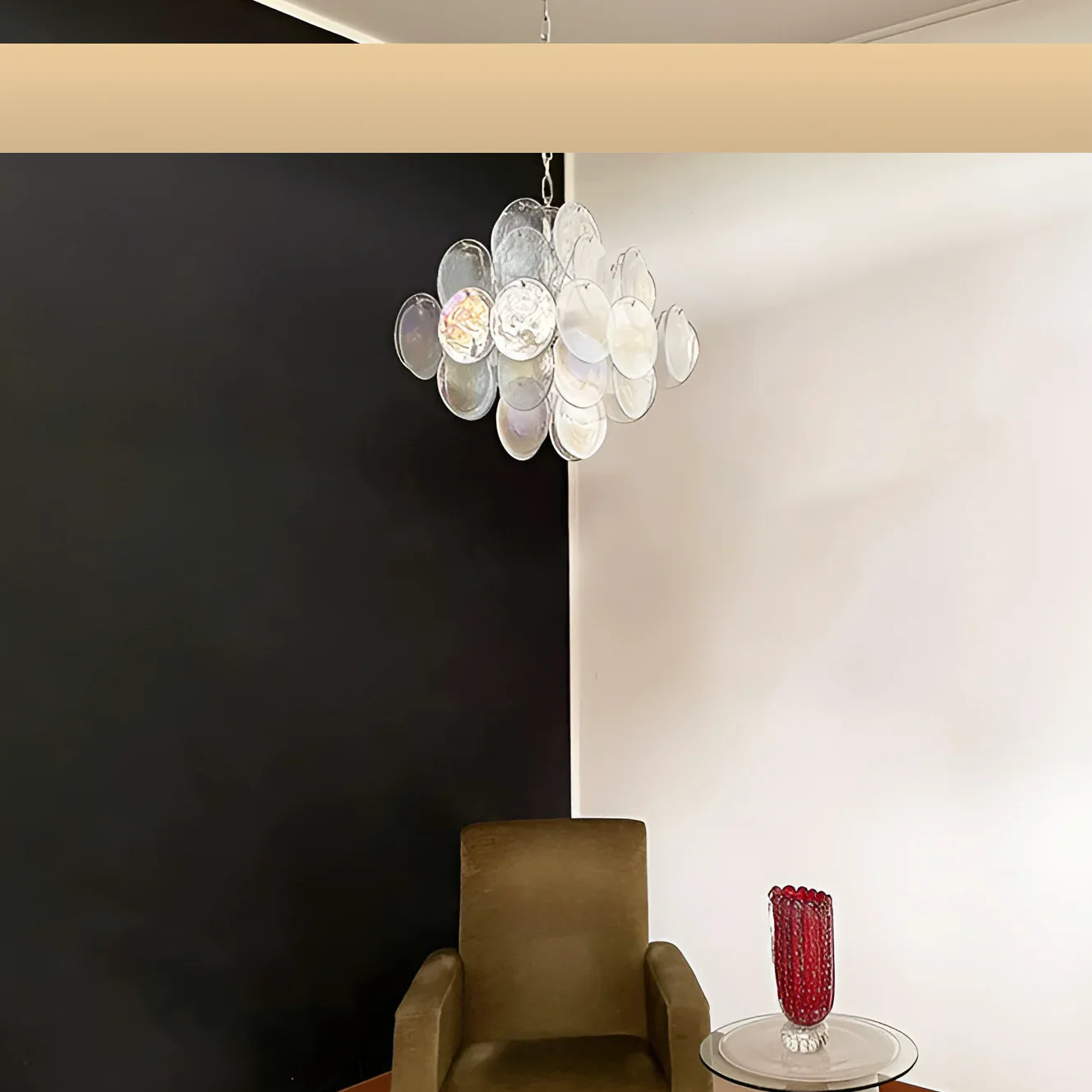 Vintage Murano Iridescent Disks Chandelier 19.7"