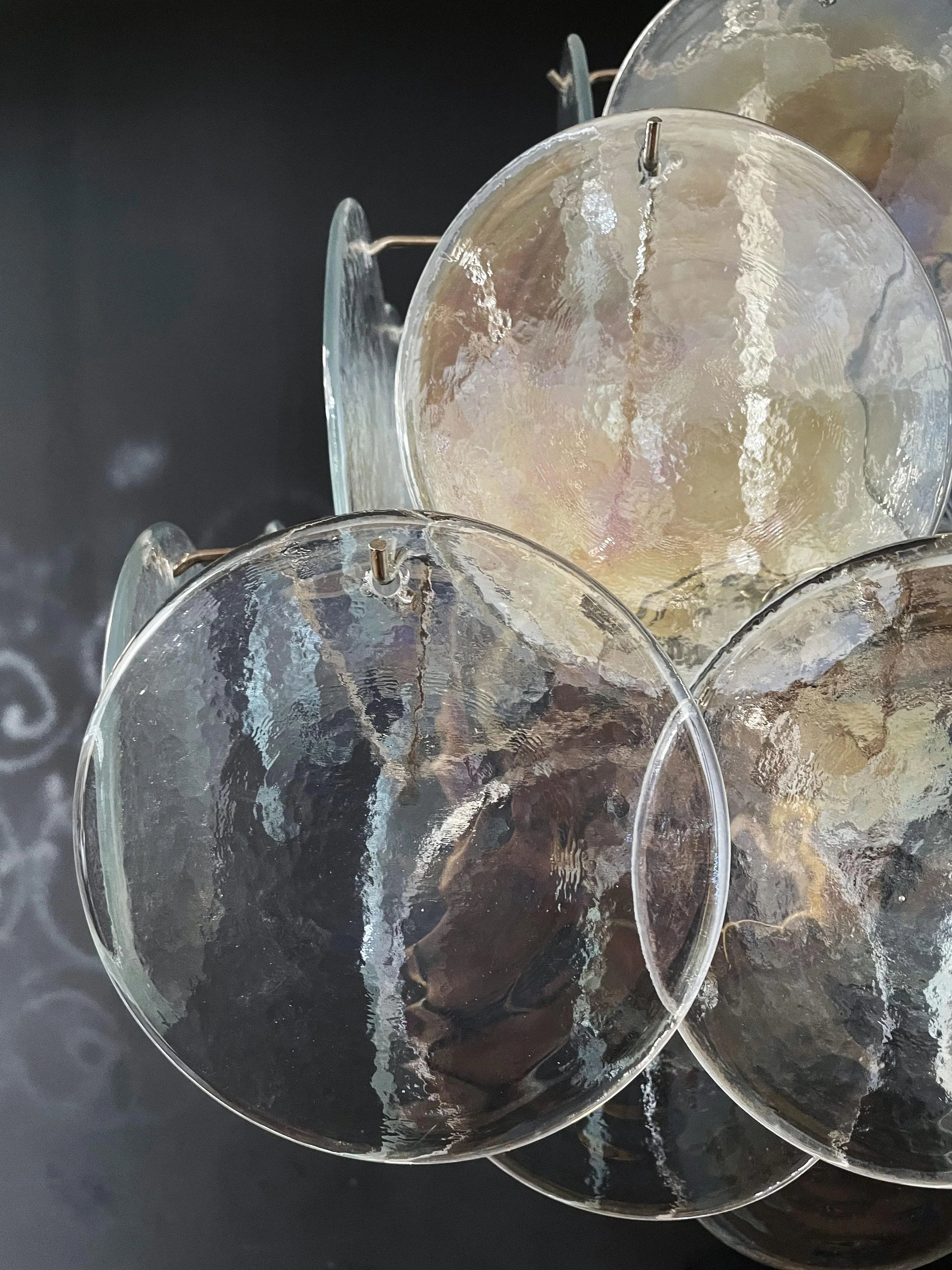 Vintage Murano Iridescent Disks Chandelier 19.7"