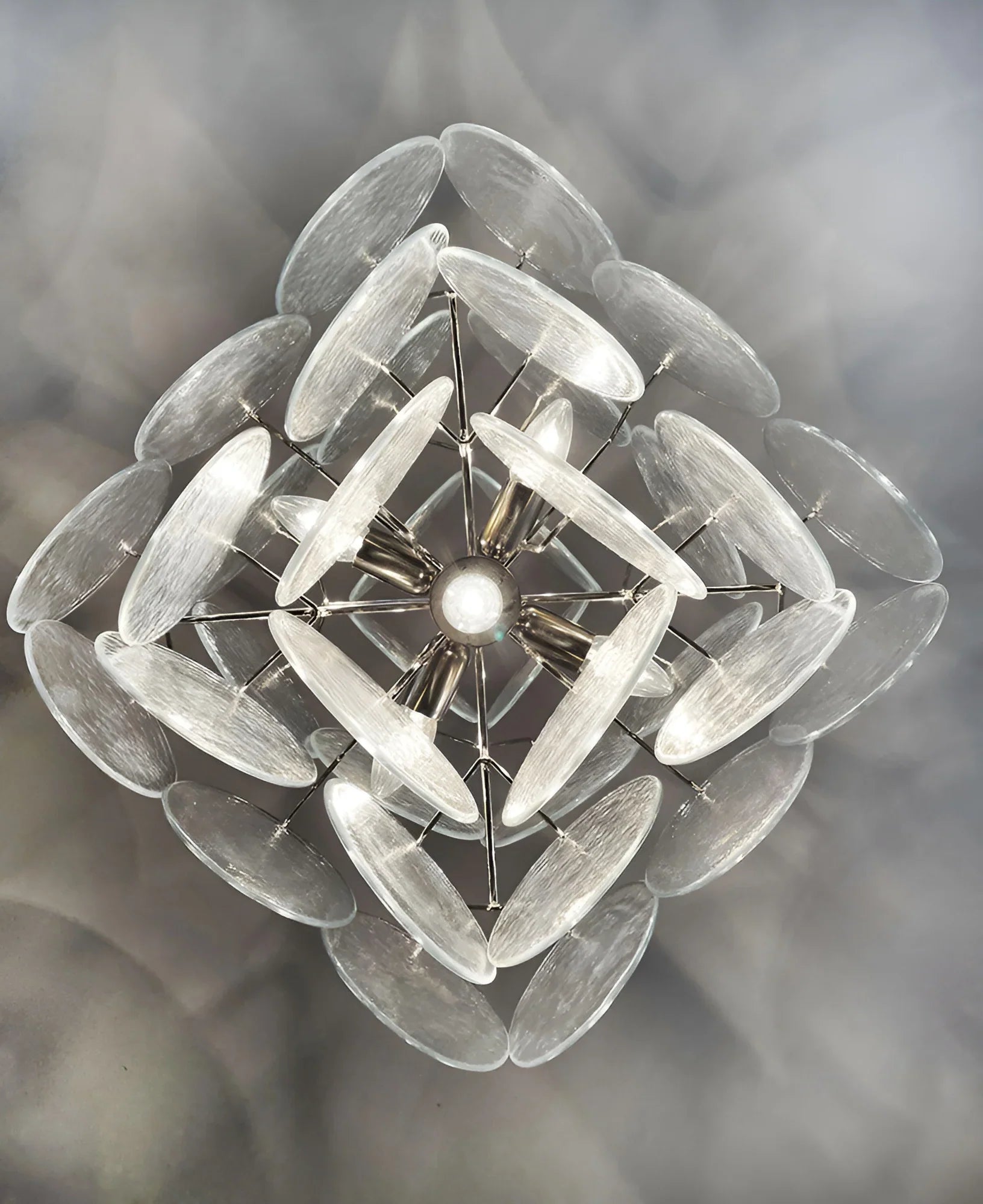 Vintage Murano Iridescent Disks Chandelier 19.7"