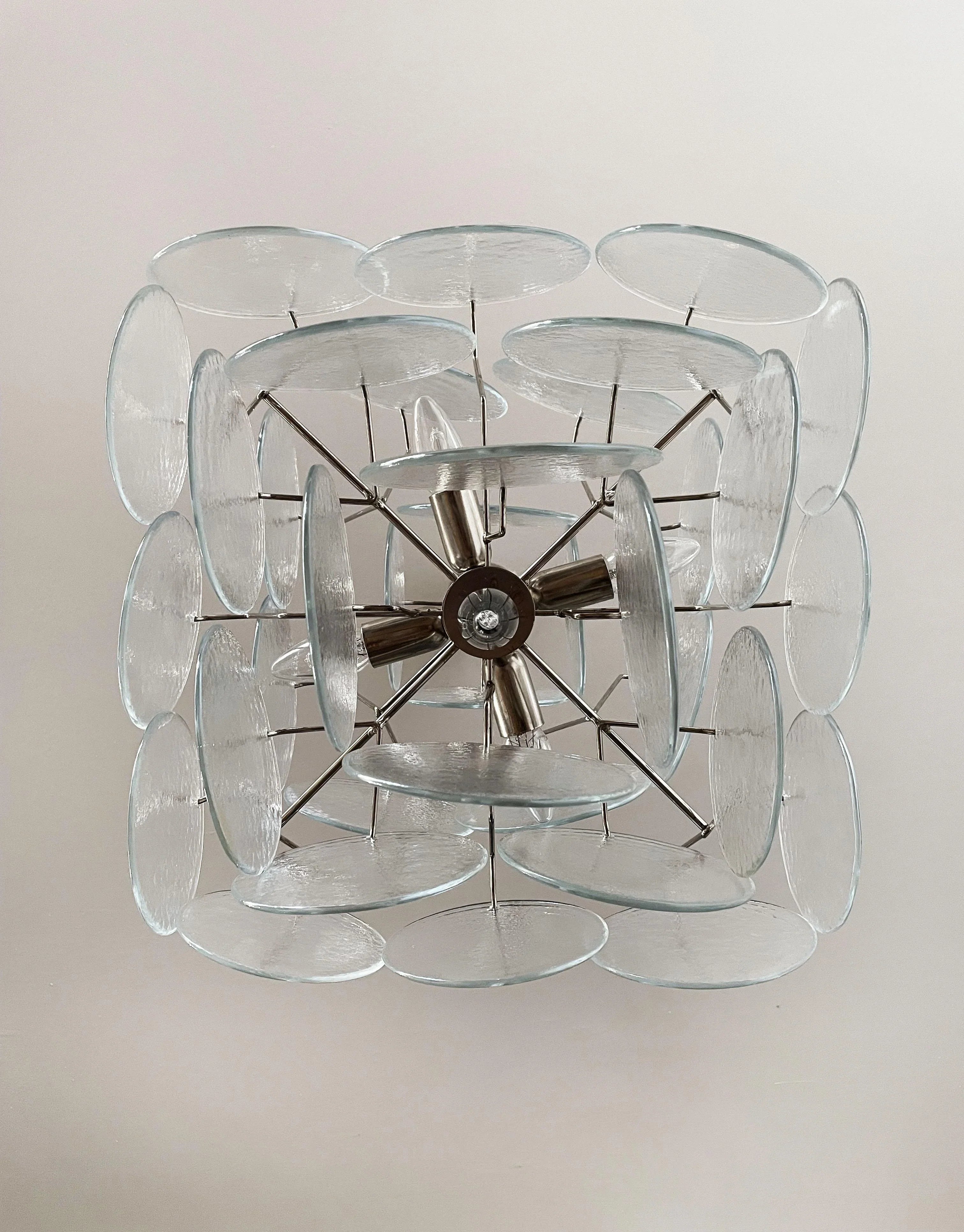 Vintage Murano Iridescent Disks Chandelier 19.7"