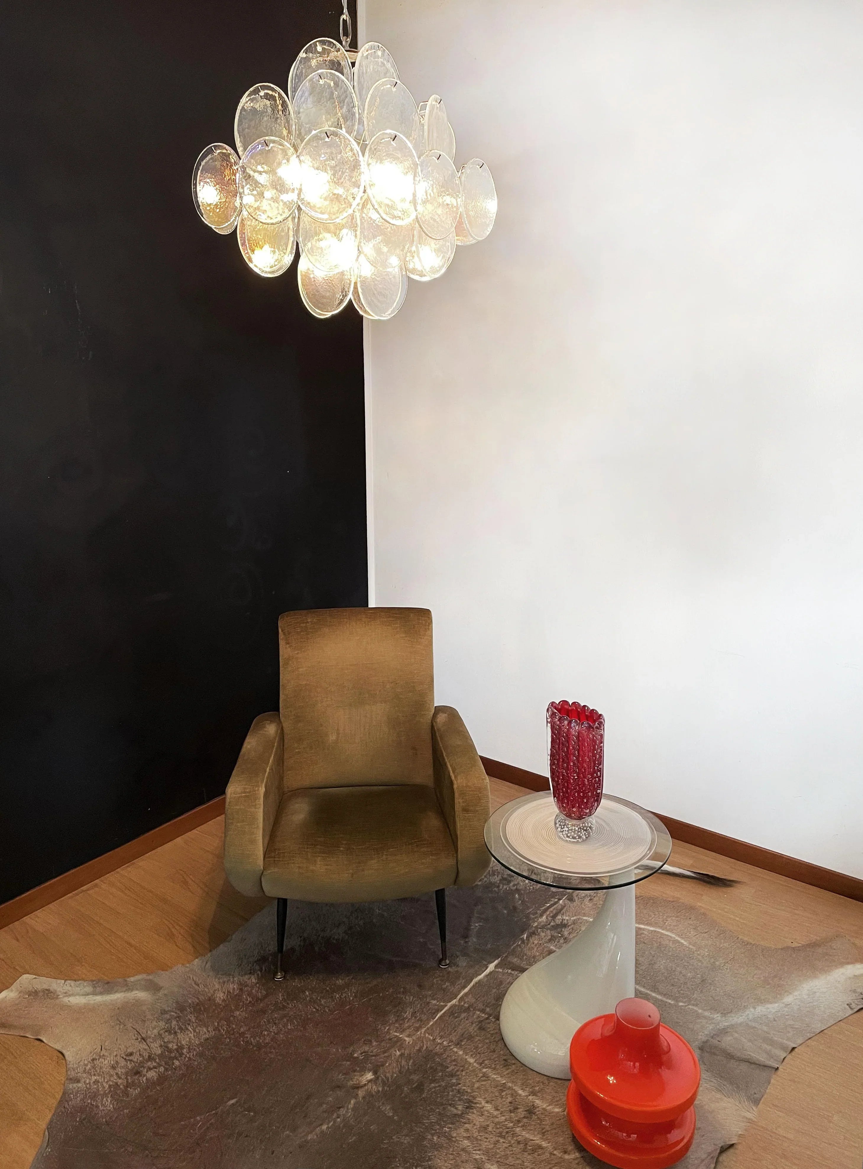 Vintage Murano Iridescent Disks Chandelier 19.7"