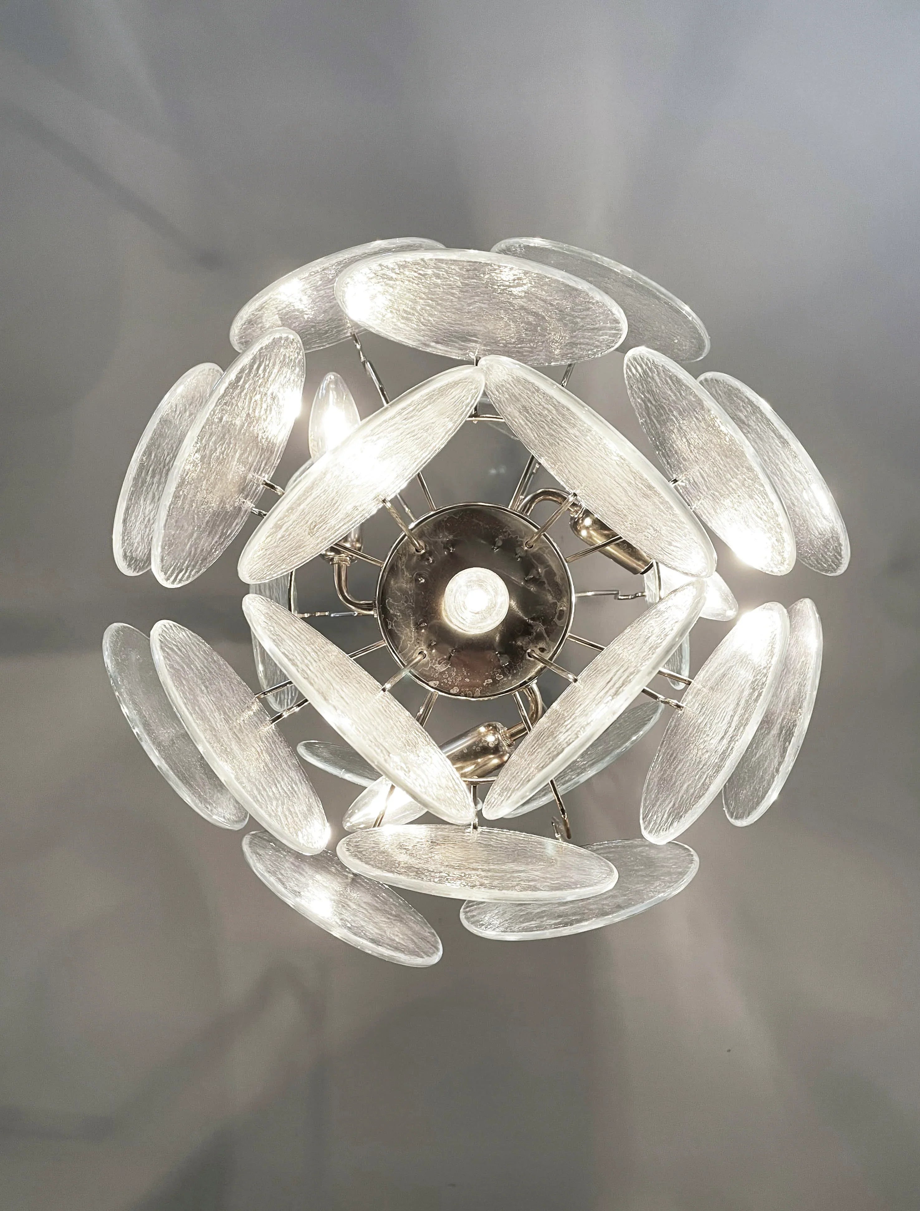 Vintage Murano Iridescent Glass Disks Chandelier 17.7"