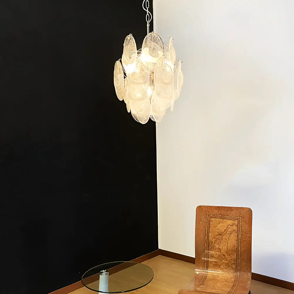 Vintage Murano Lattimo Glass White Chandelier