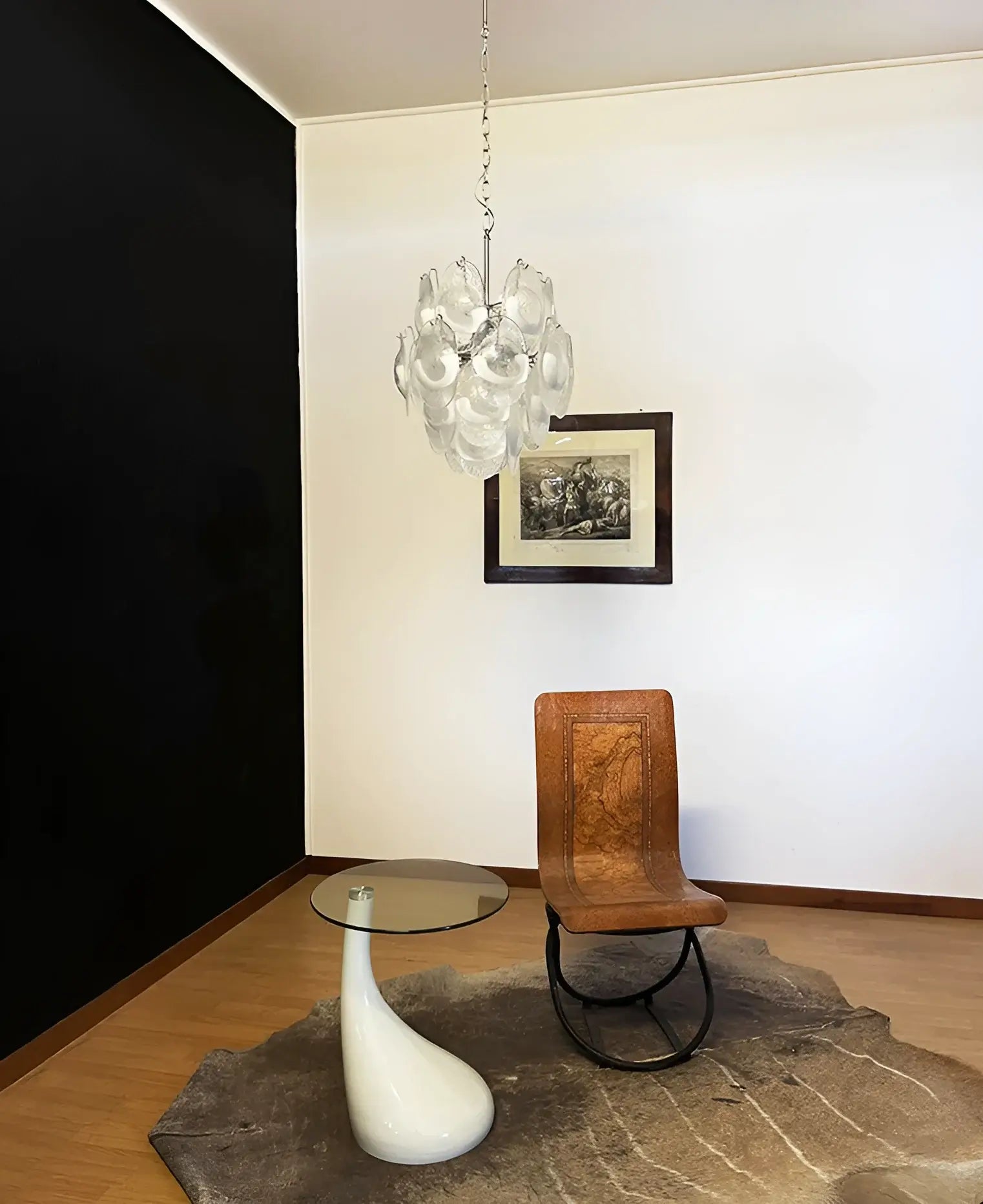 Vintage Murano Lattimo Glass White Chandelier