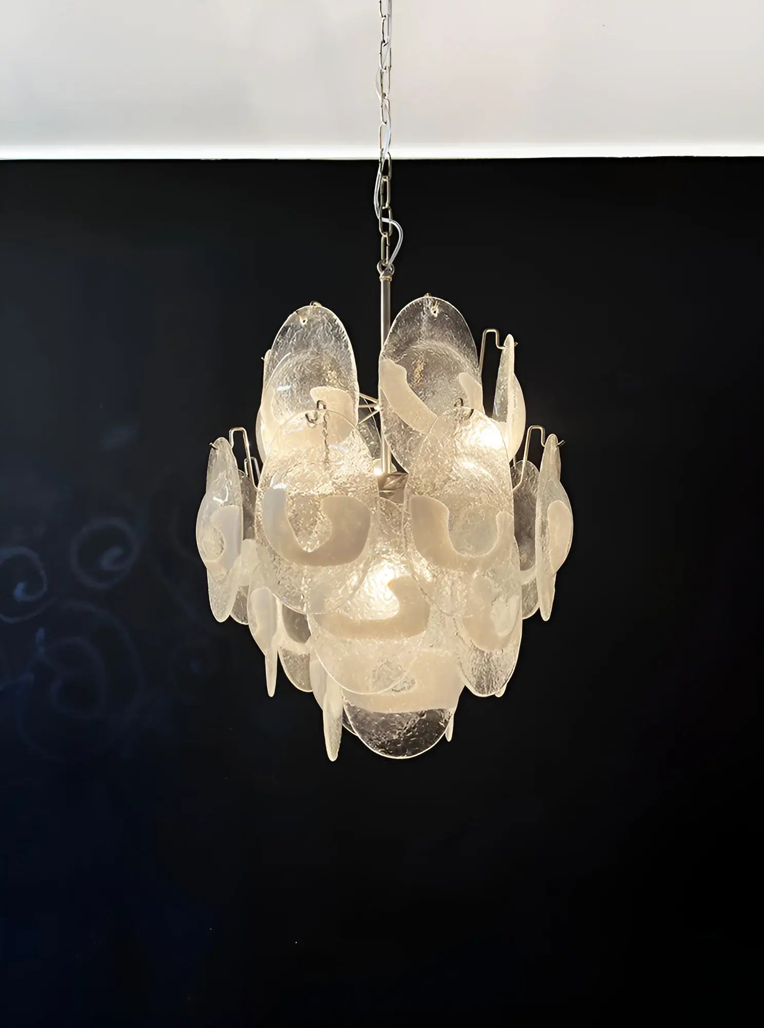 Vintage Murano Lattimo Glass White Chandelier