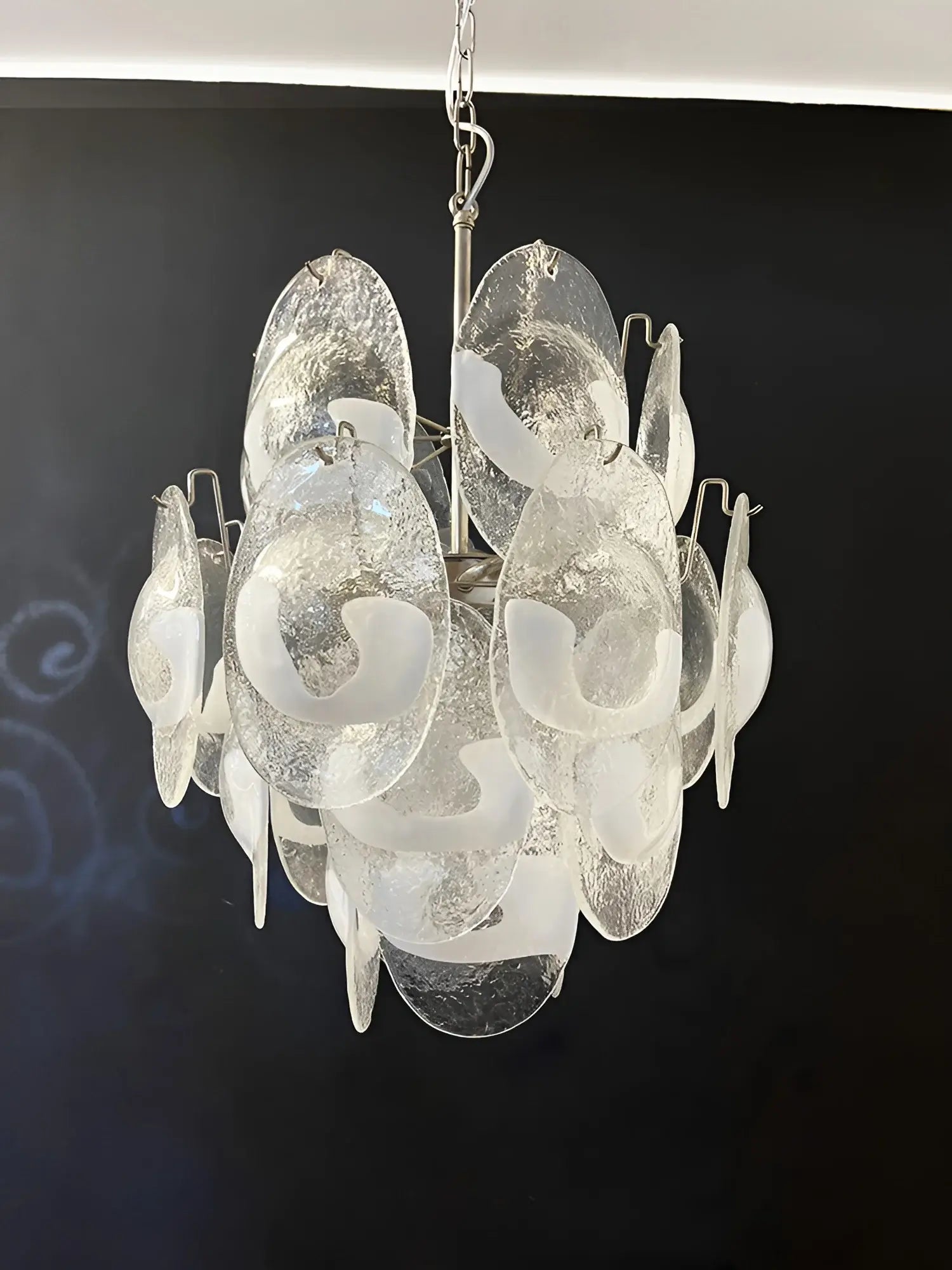 Vintage Murano Lattimo Glass White Chandelier