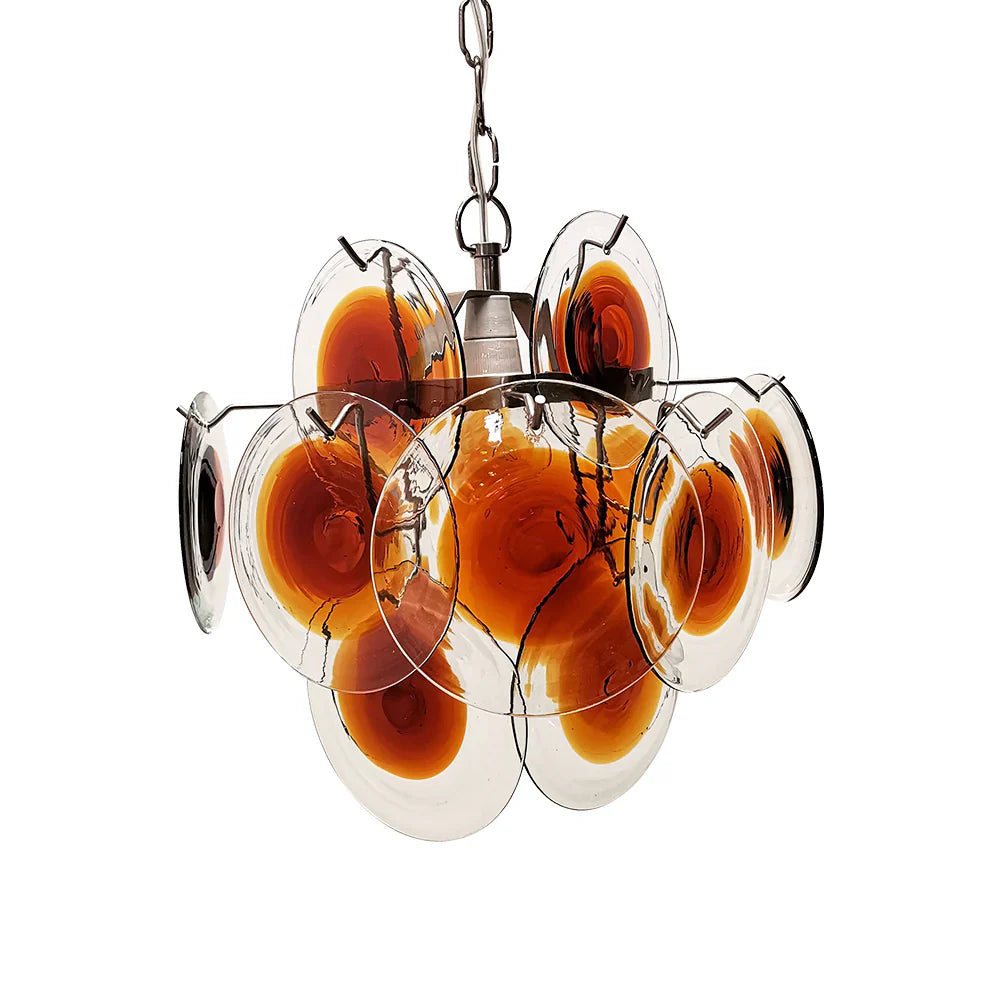 Vintage Murano Orange Brown Chandelier