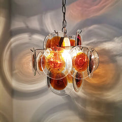 Vintage Murano Orange Brown Chandelier