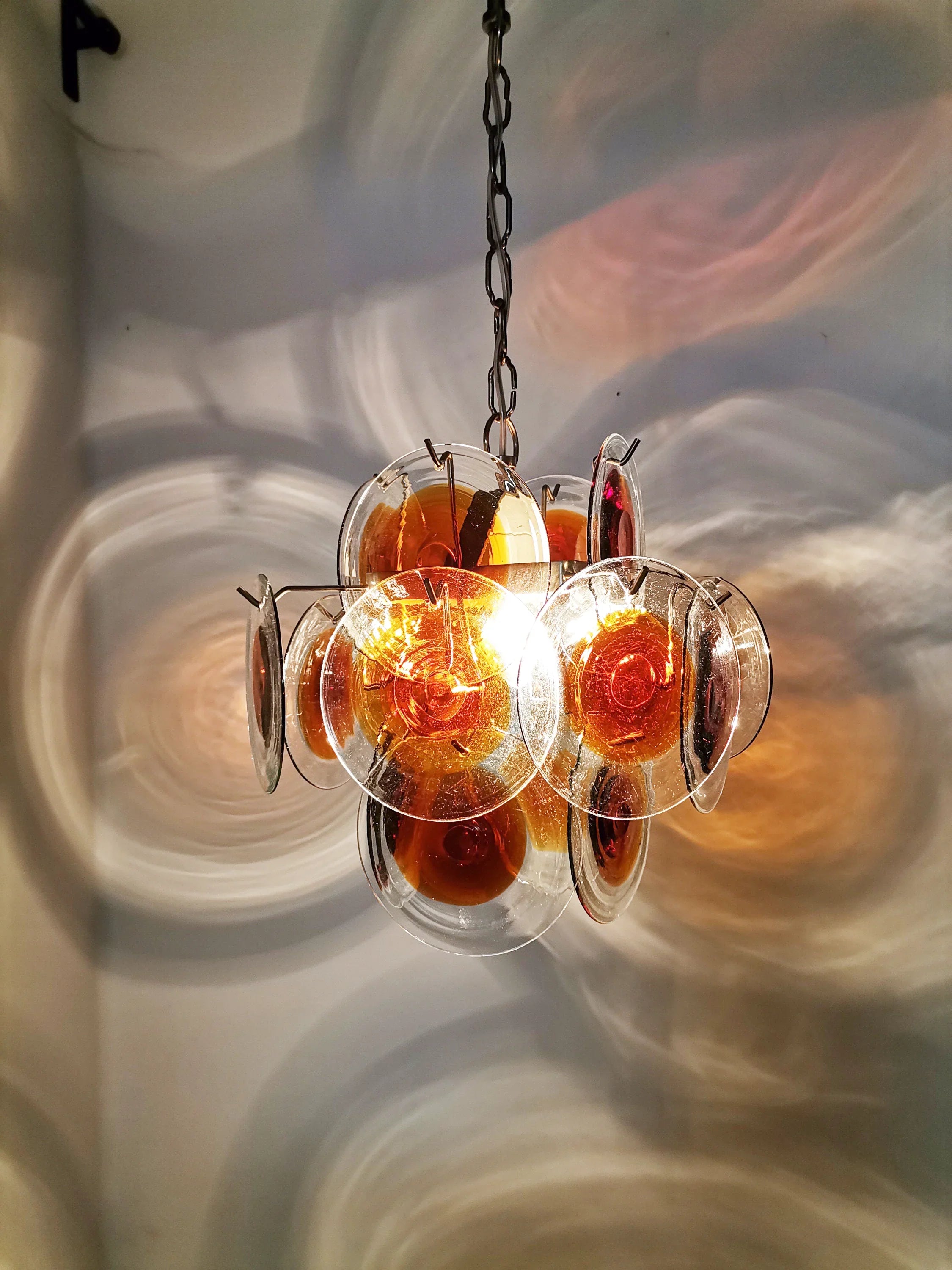 Vintage Murano Orange Brown Chandelier