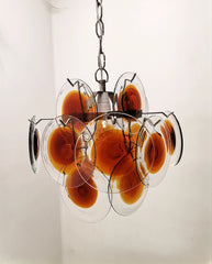 Vintage Murano Orange Brown Chandelier
