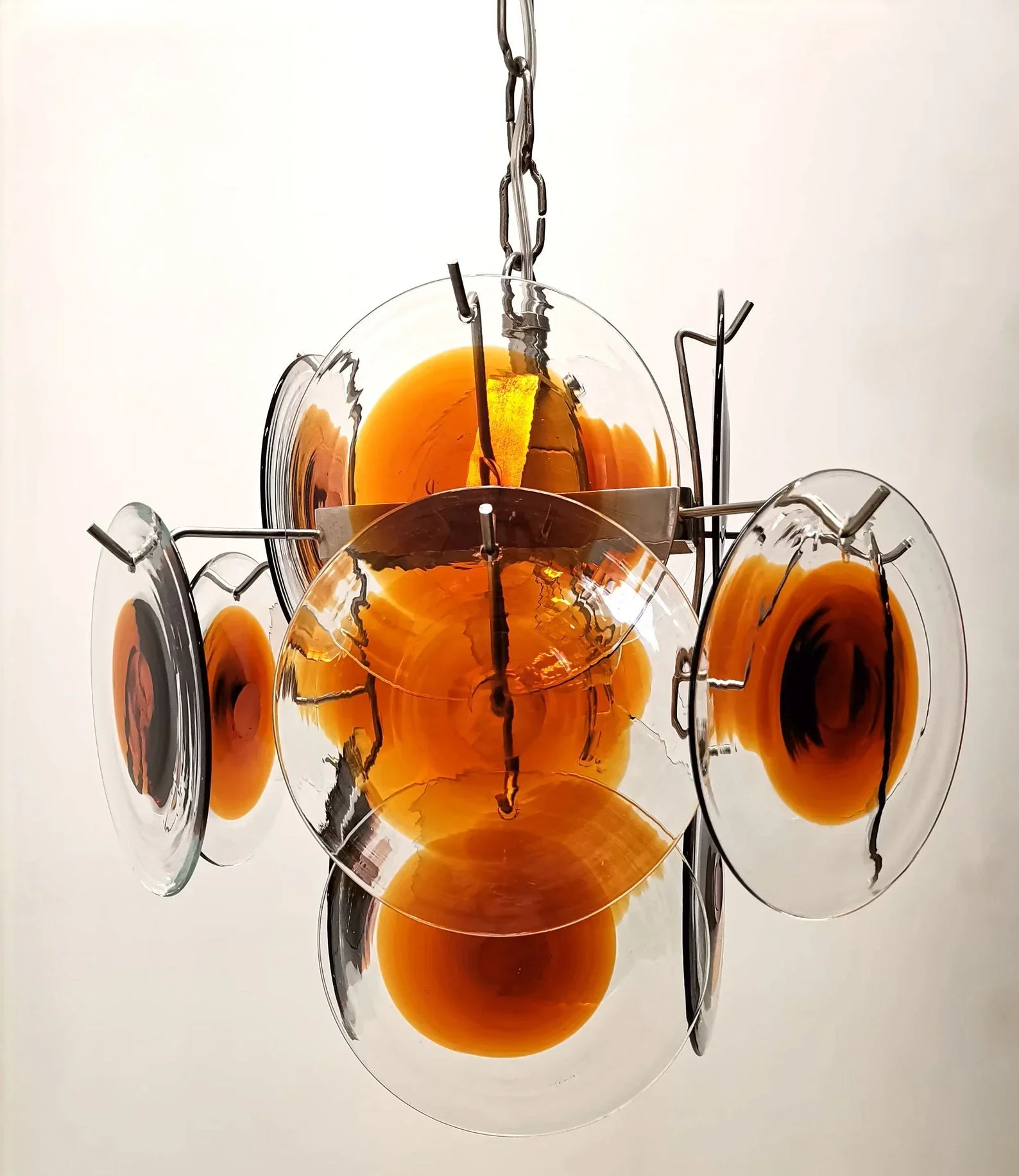 Vintage Murano Orange Brown Chandelier