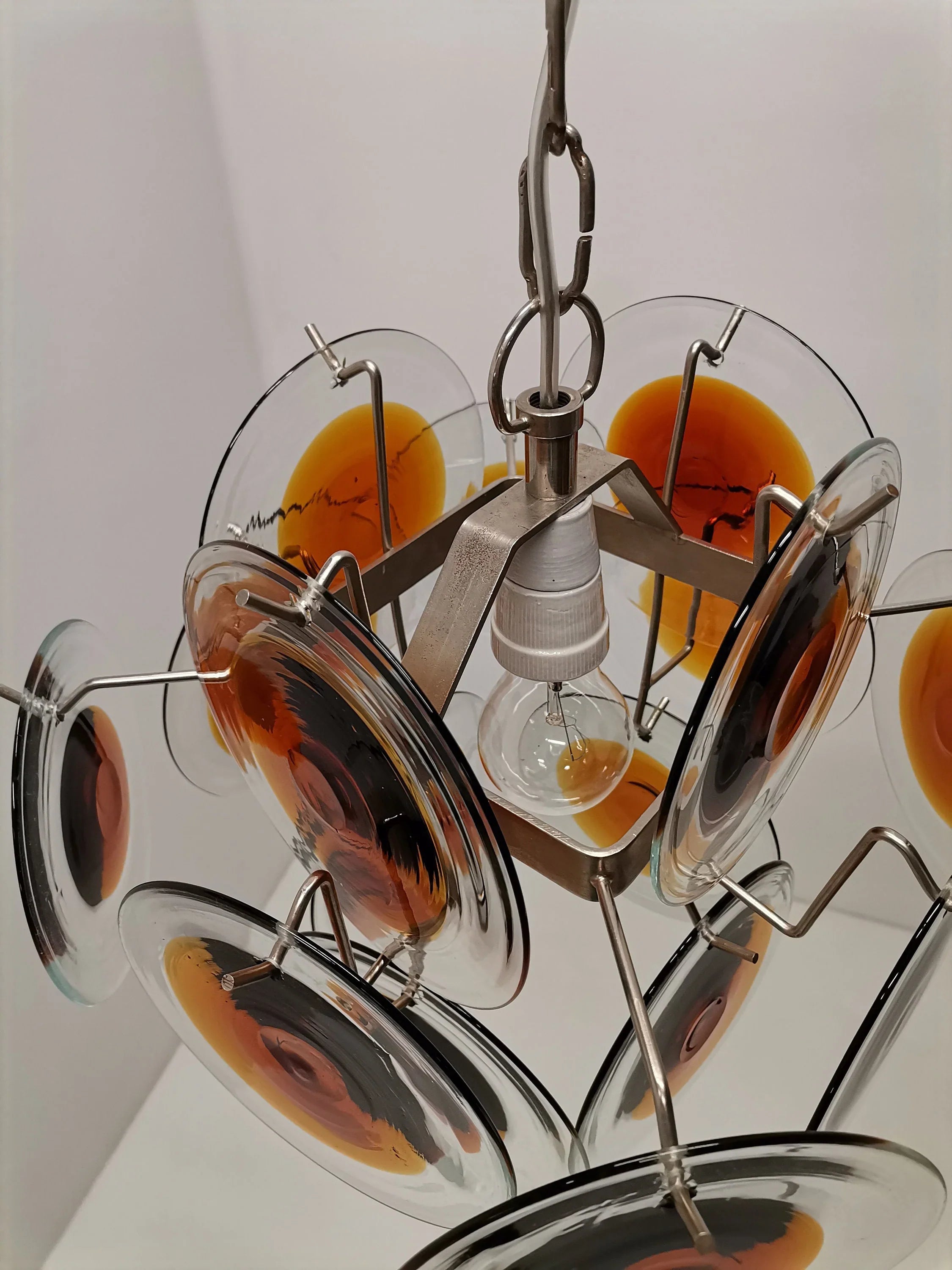 Vintage Murano Orange Brown Chandelier