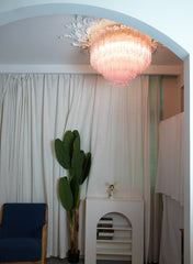 Vintage Murano Pink Glass Ceiling Light 25.6"