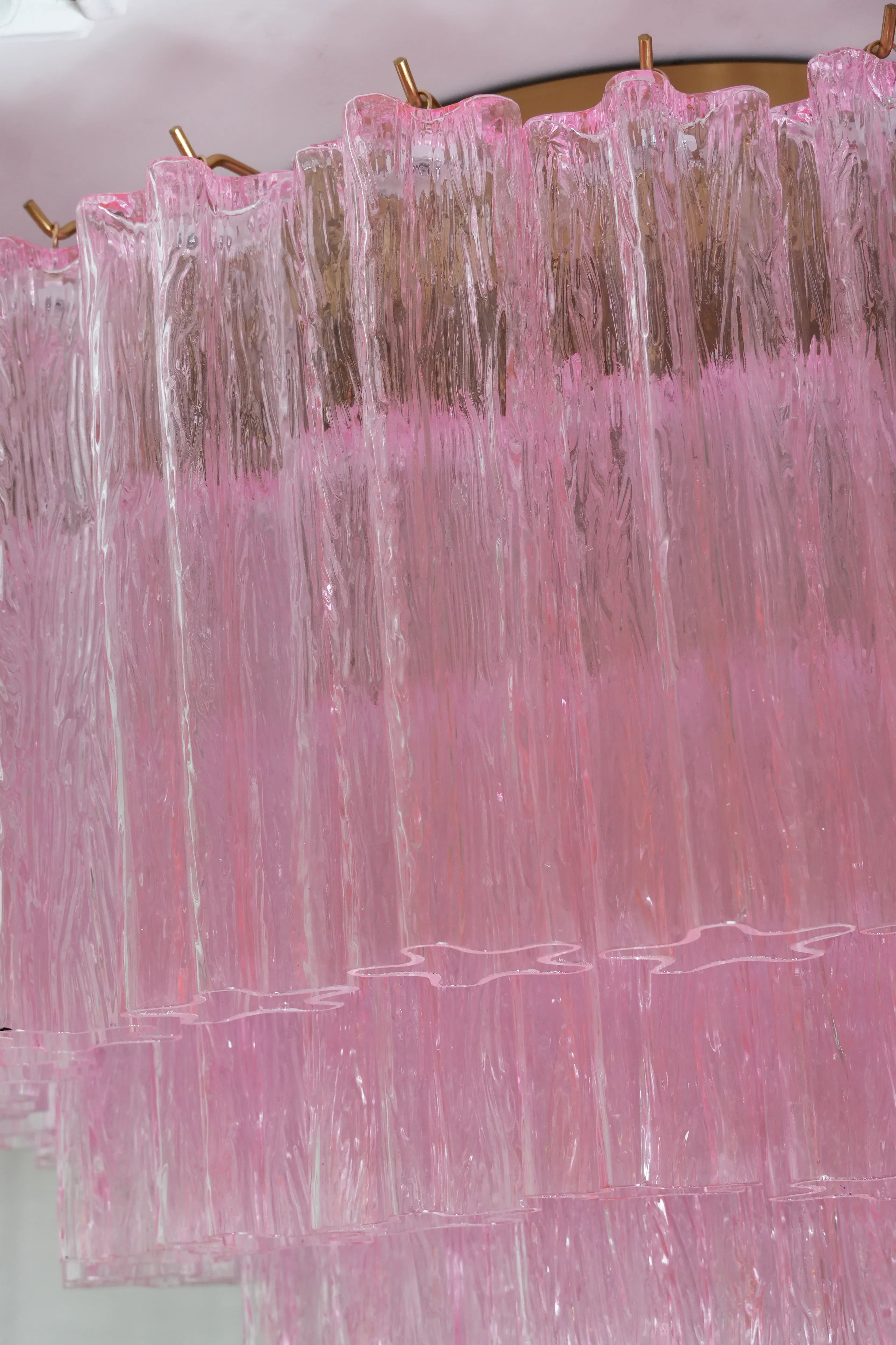 Vintage Murano Pink Glass Ceiling Light 25.6"