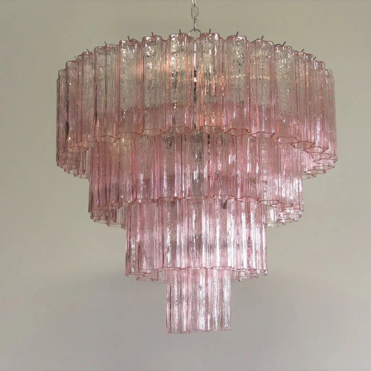 Vintage Murano Pink Glass Chandelier 33.5"