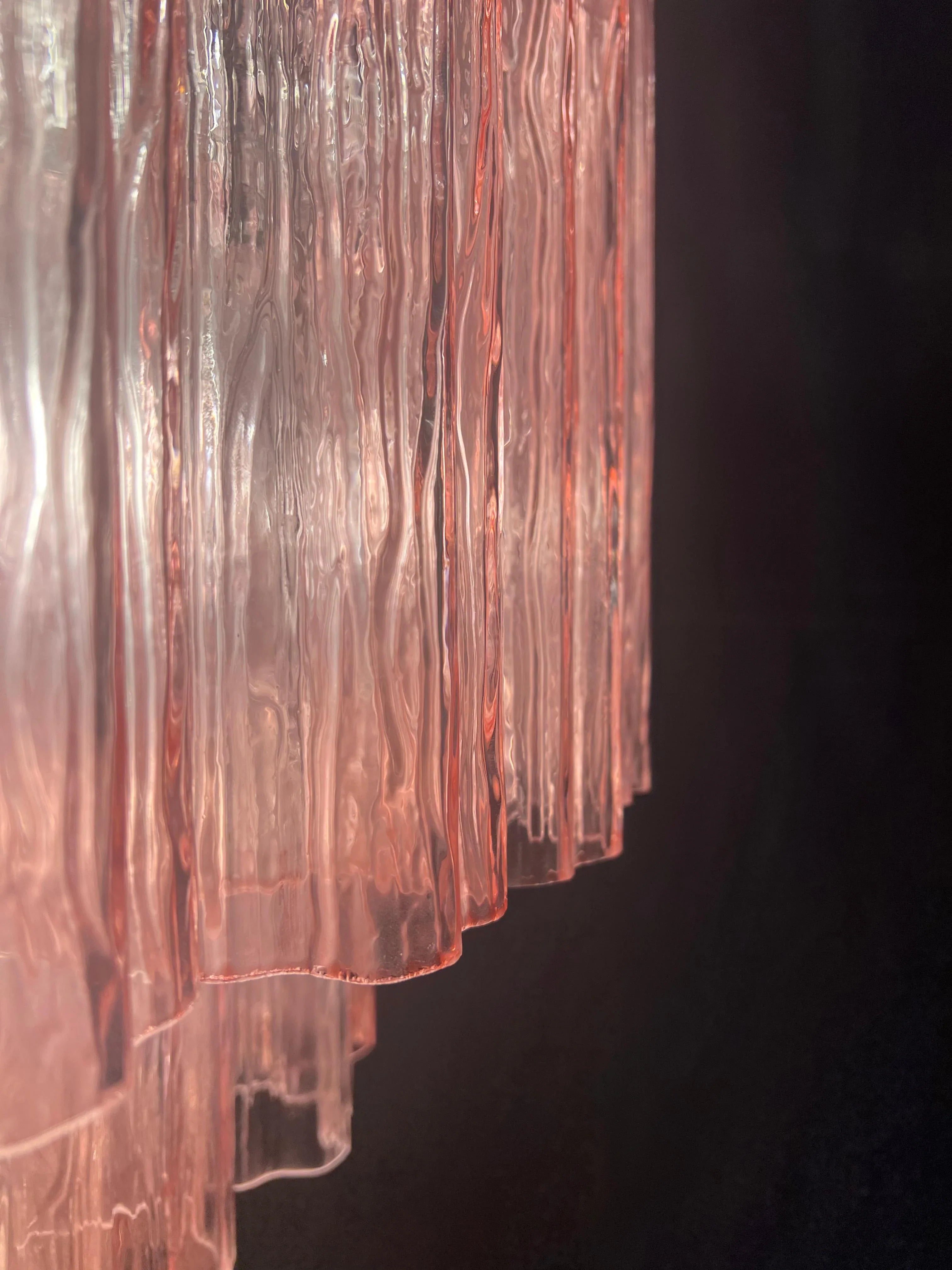 Vintage Murano Pink Glass Chandelier 33.5"