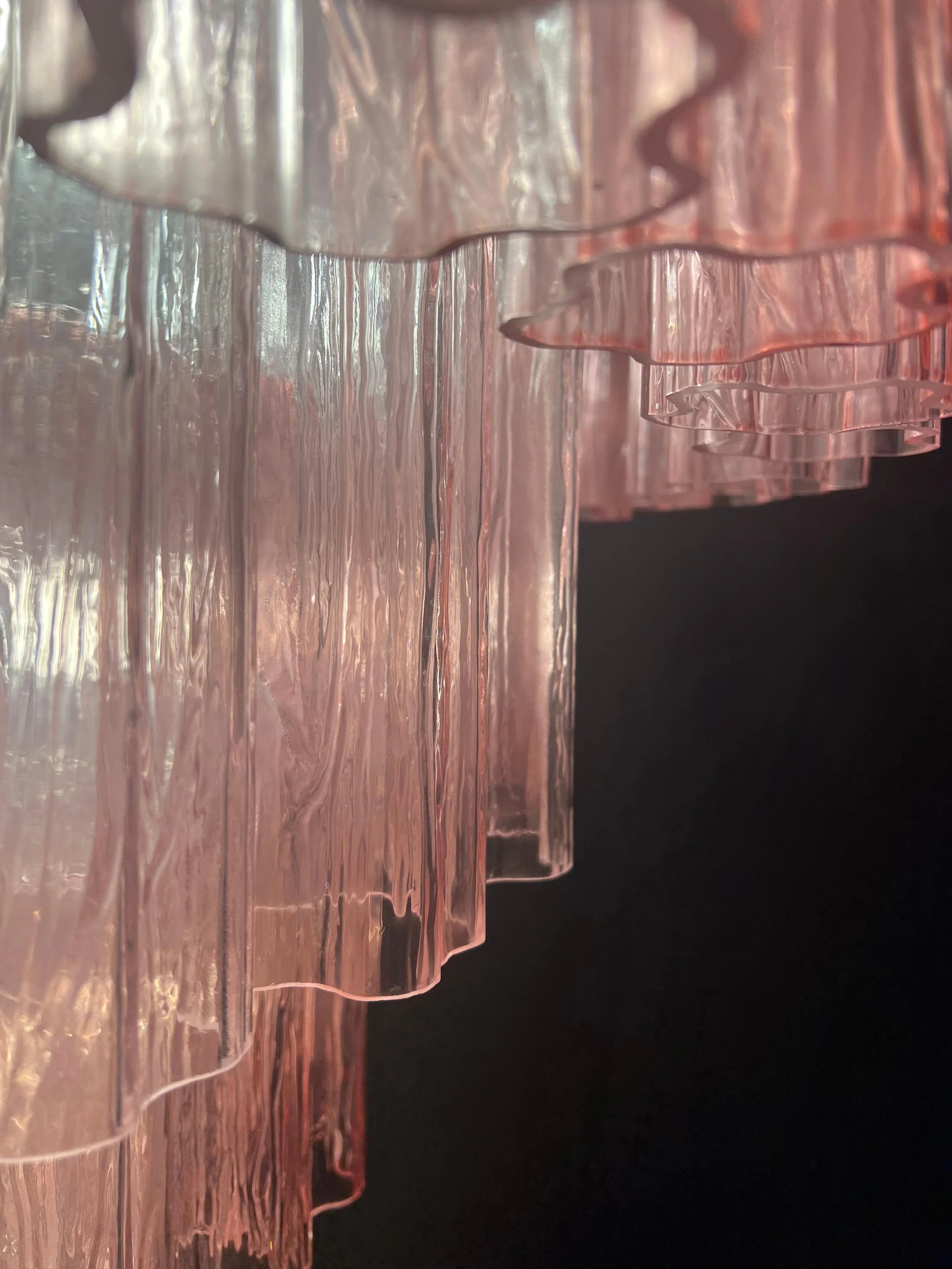 Vintage Murano Pink Glass Chandelier 33.5"