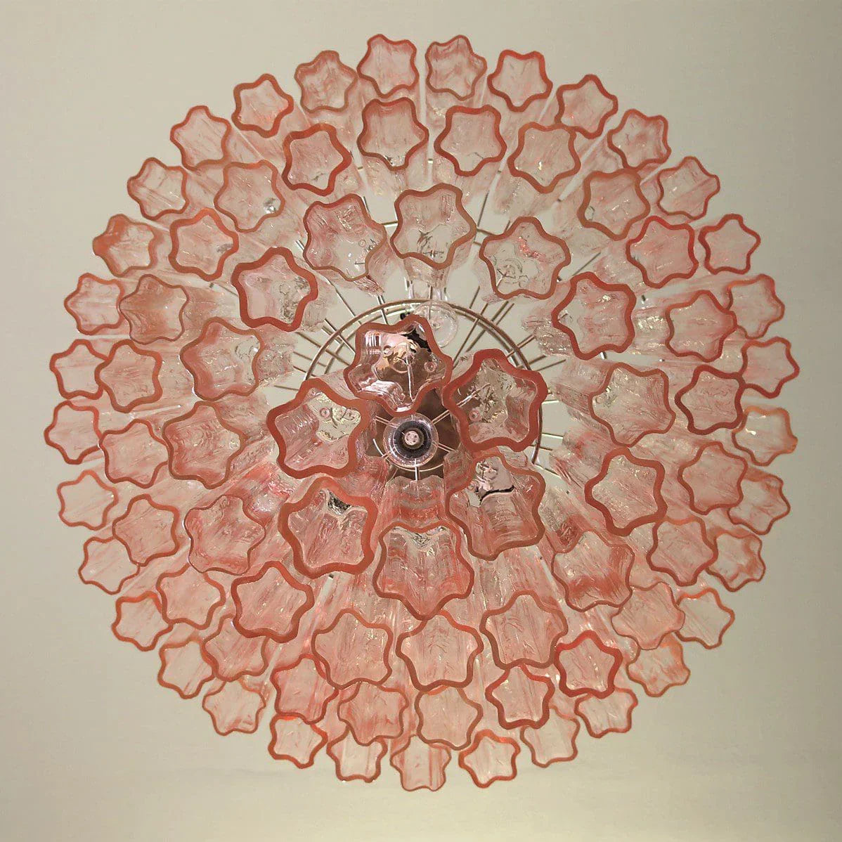 Vintage Murano Pink Glass Chandelier 33.5"