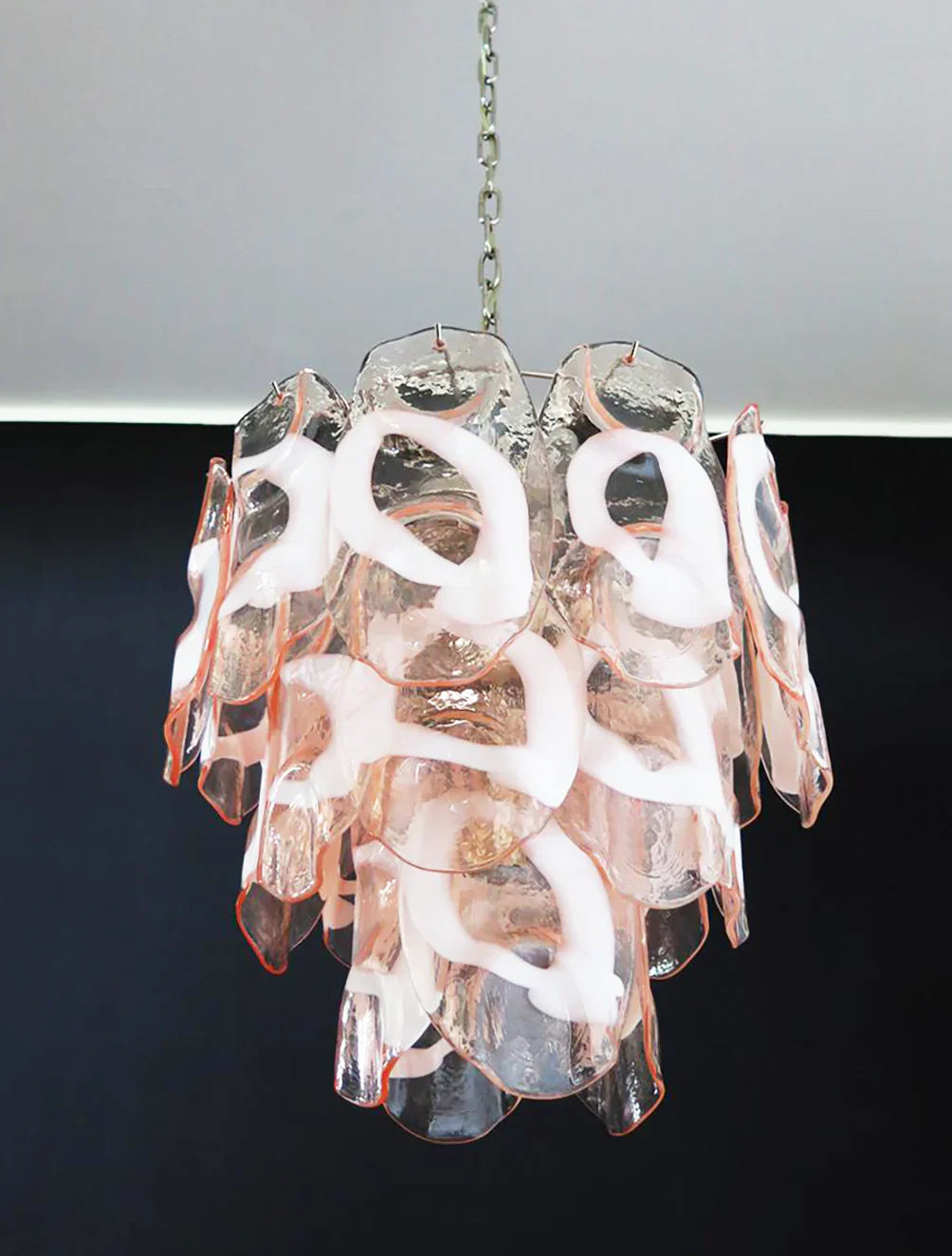 Vintage Murano Pink Glasses Chandelier