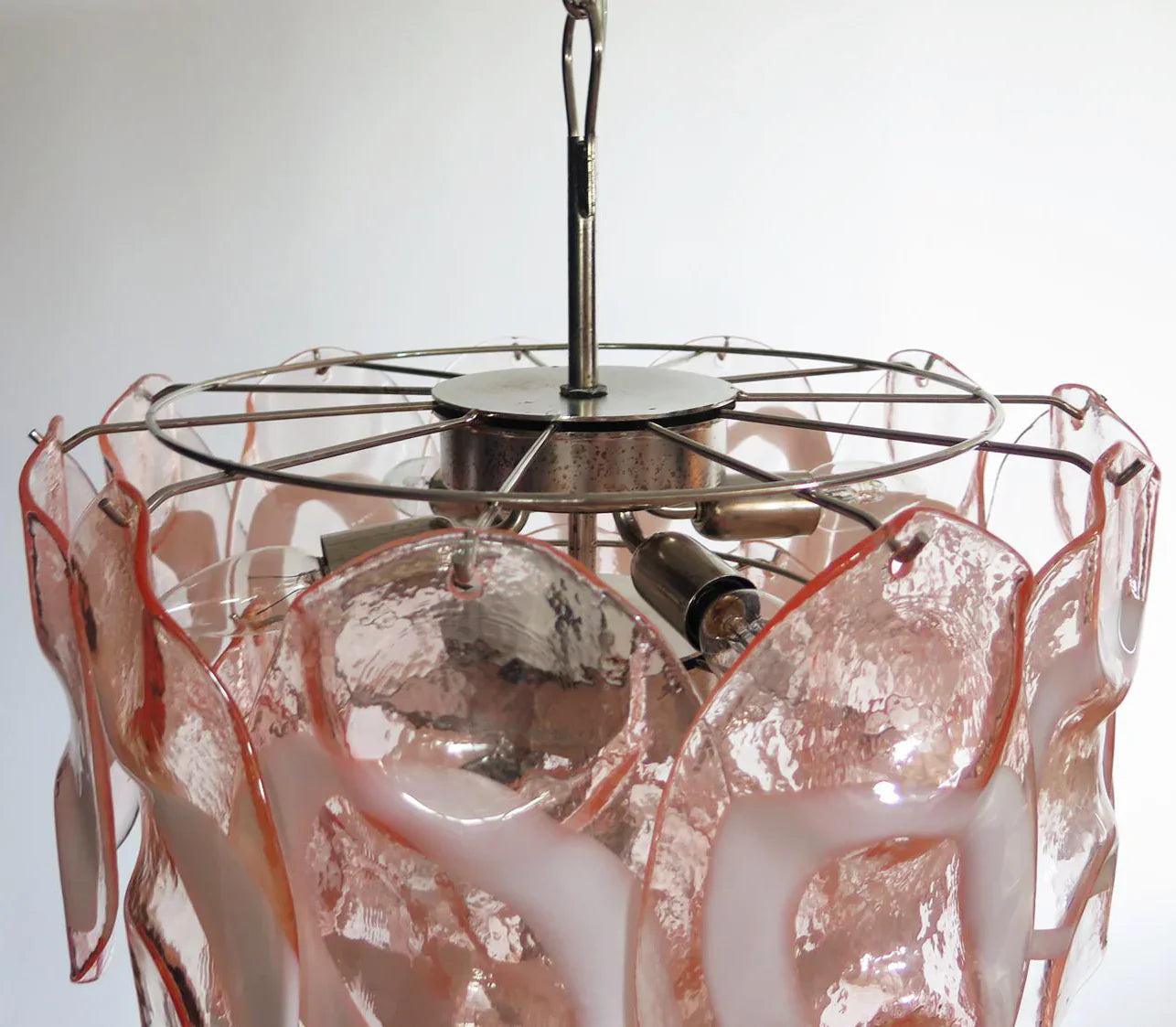 Vintage Murano Pink Glasses Chandelier