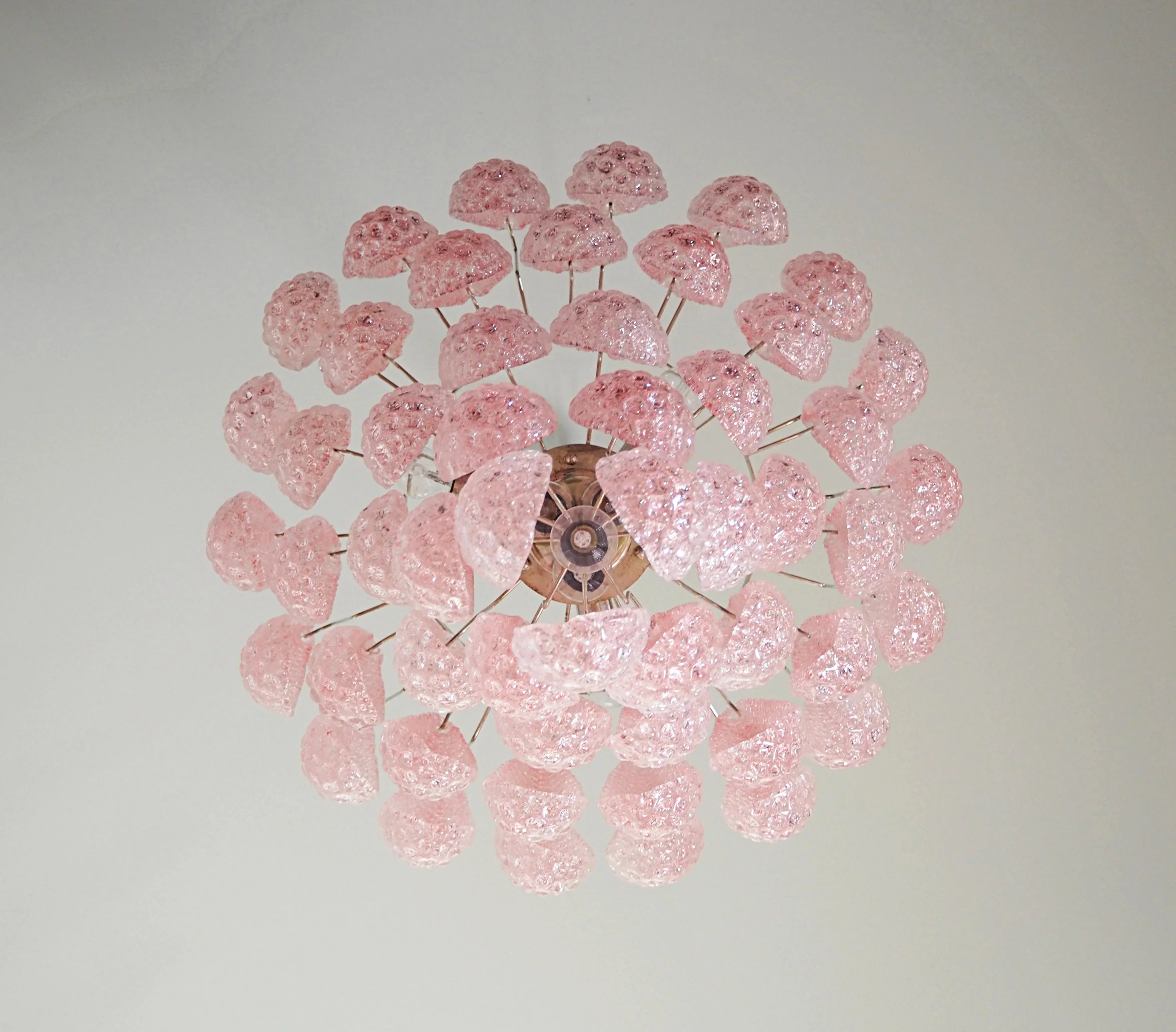 Vintage Murano Pink Petals Drop Glass Chandelier