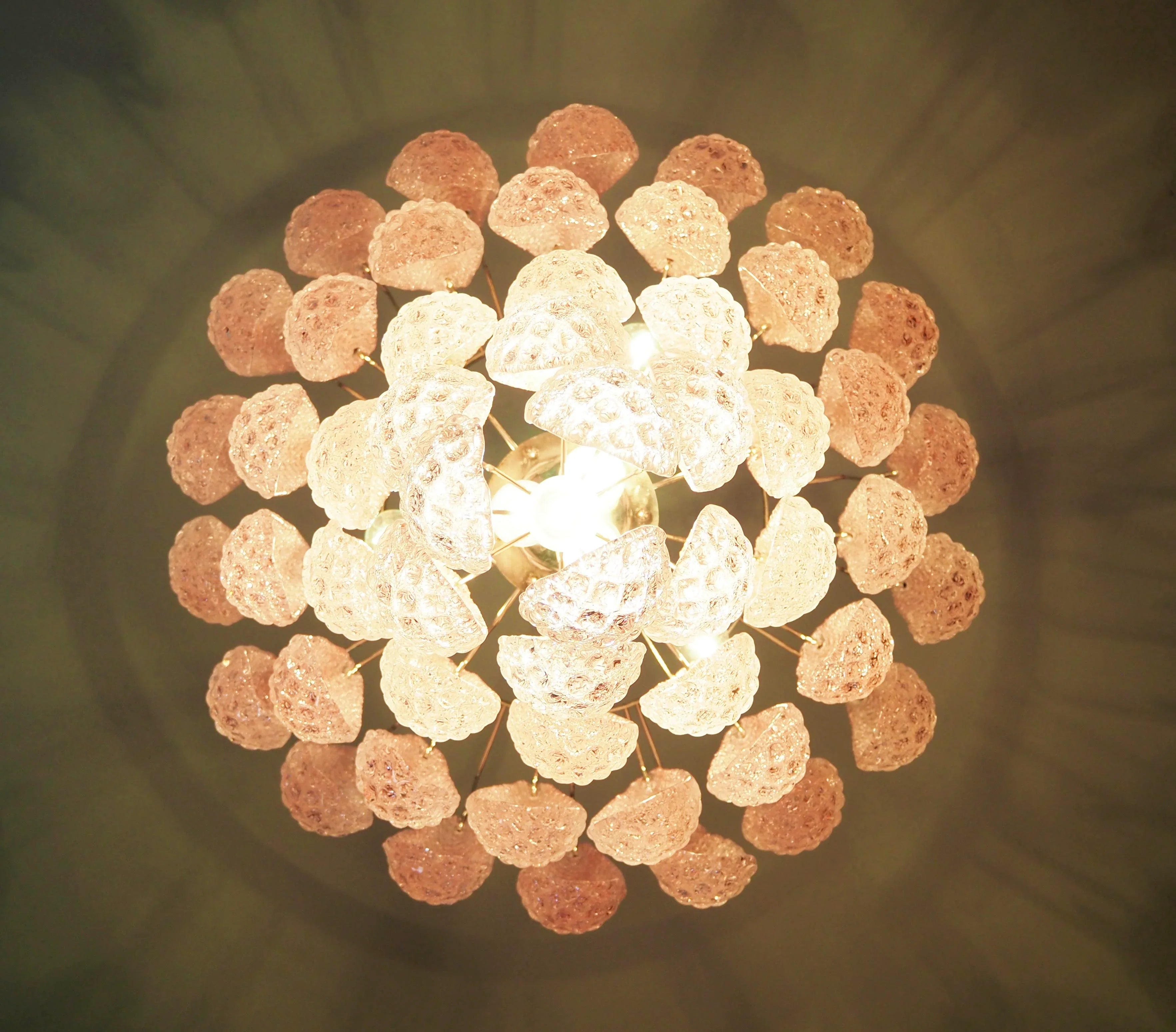 Vintage Murano Pink Petals Drop Glass Chandelier